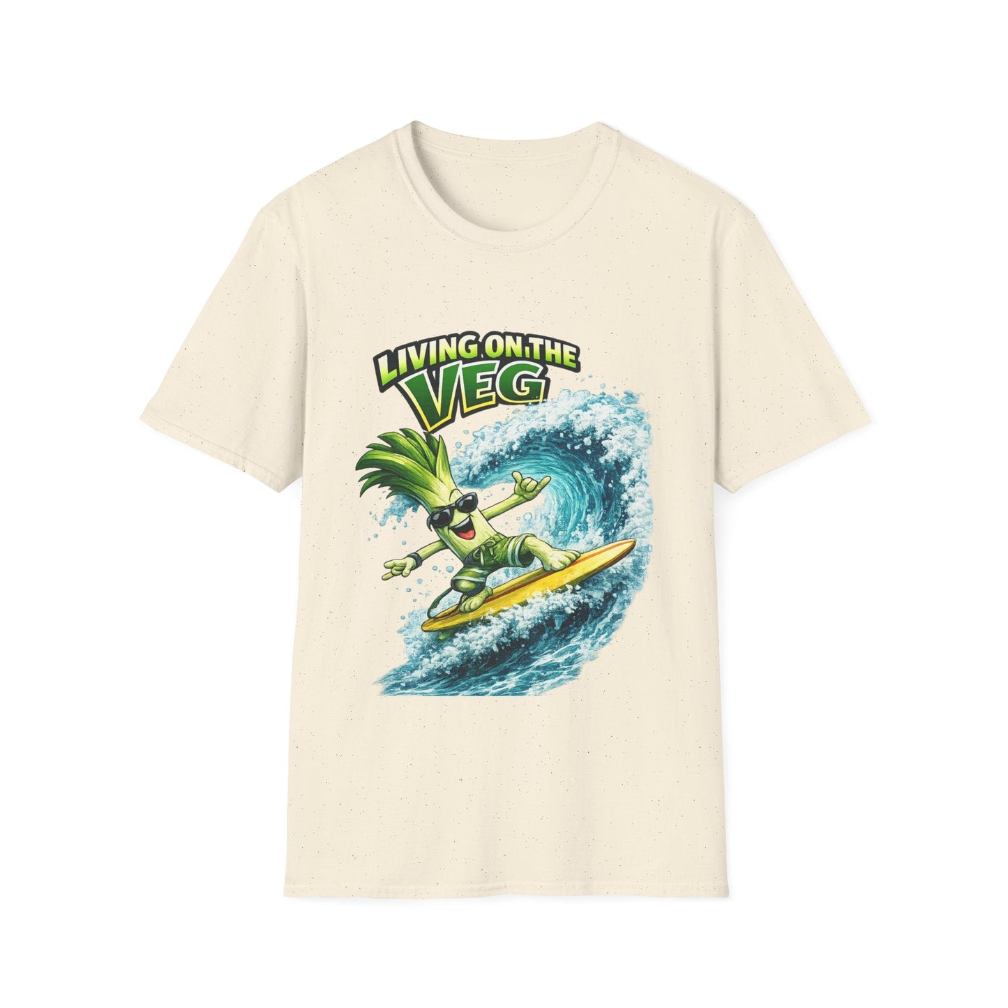 Living on the Veg Leek Surfing T-Shirt - SJM Print Store