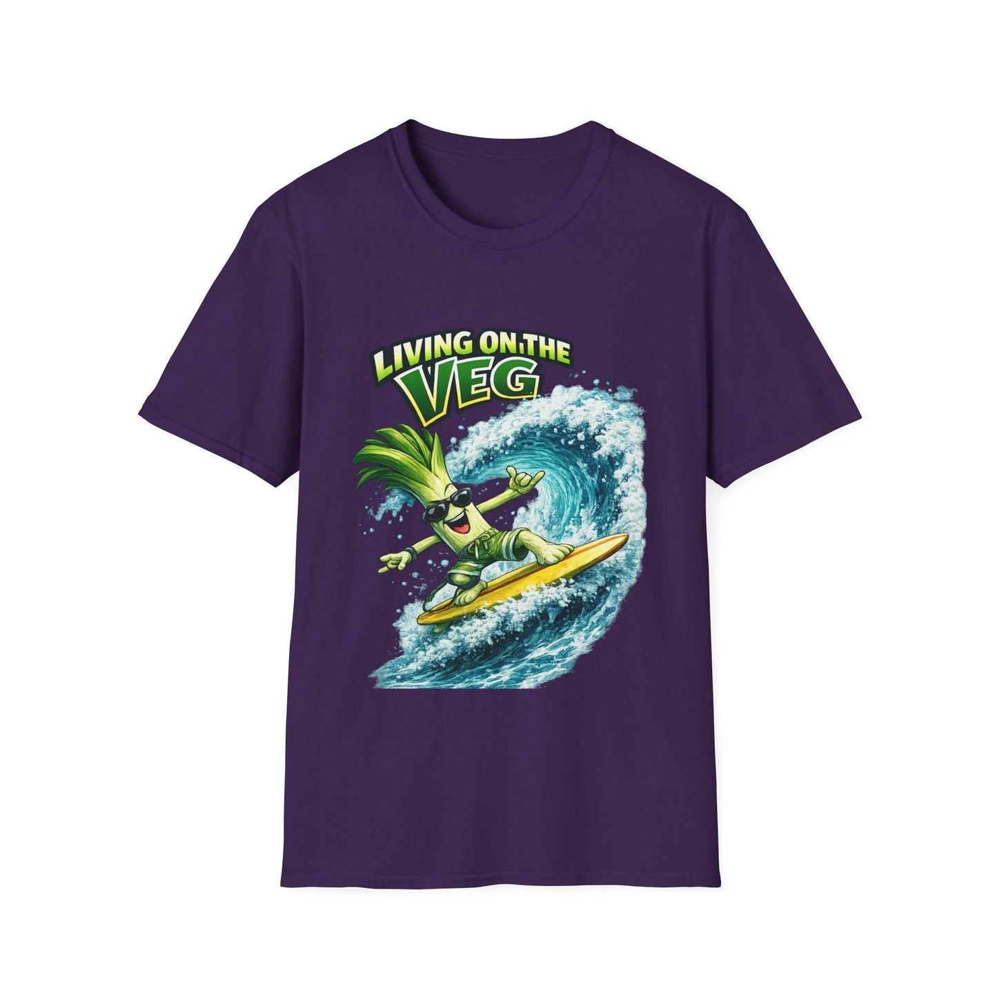 Living on the Veg Leek Surfing T-Shirt - SJM Print Store