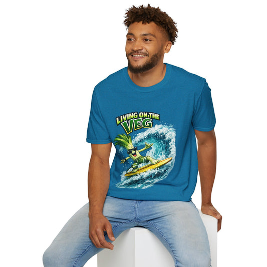 Living on the Veg Leek Surfing T-Shirt - SJM Print Store