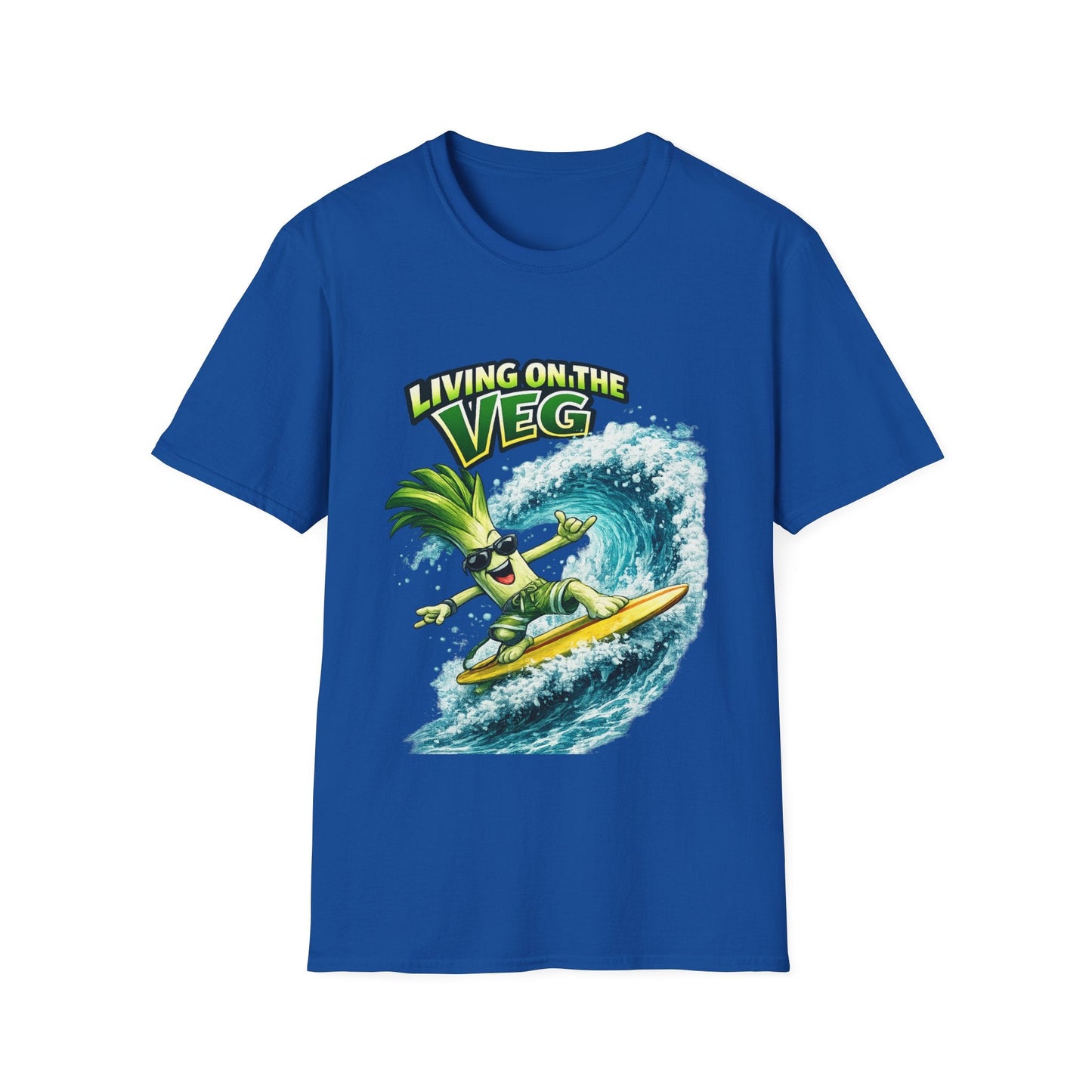 Living on the Veg Leek Surfing T-Shirt - SJM Print Store