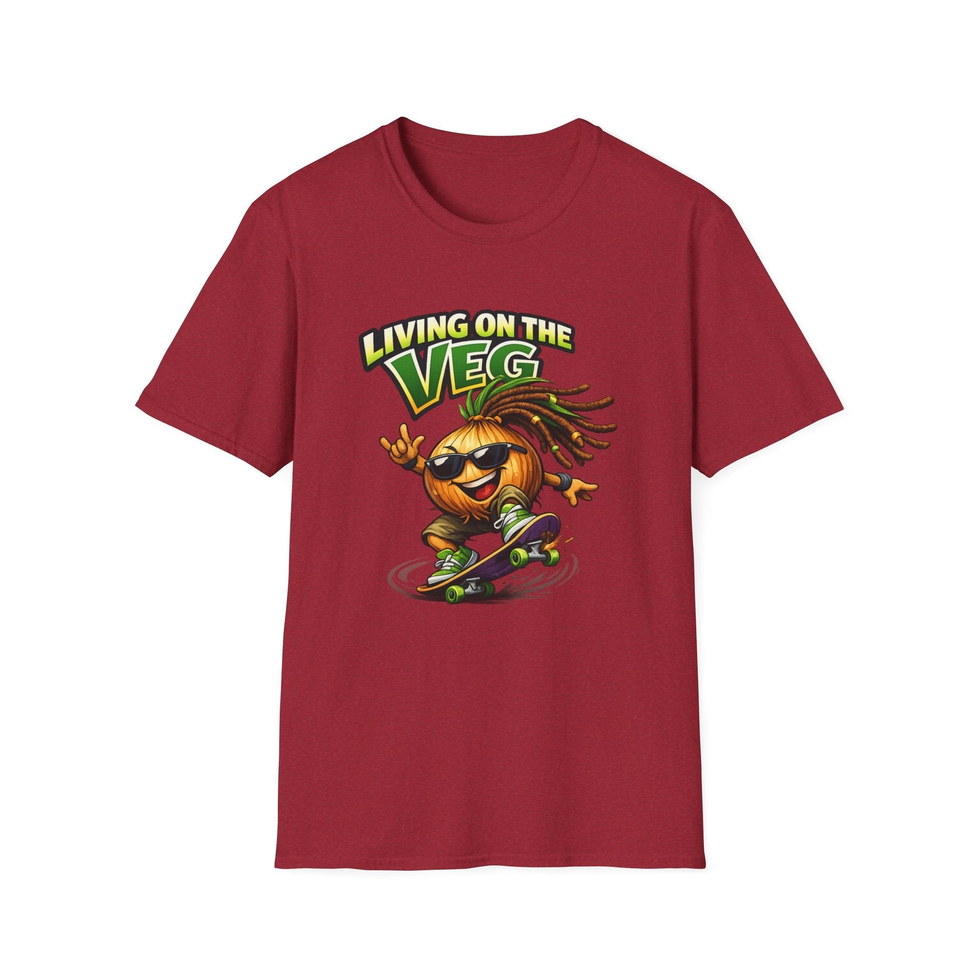 Living on the Veg Onion Skateboarder T-Shirt - SJM Print Store