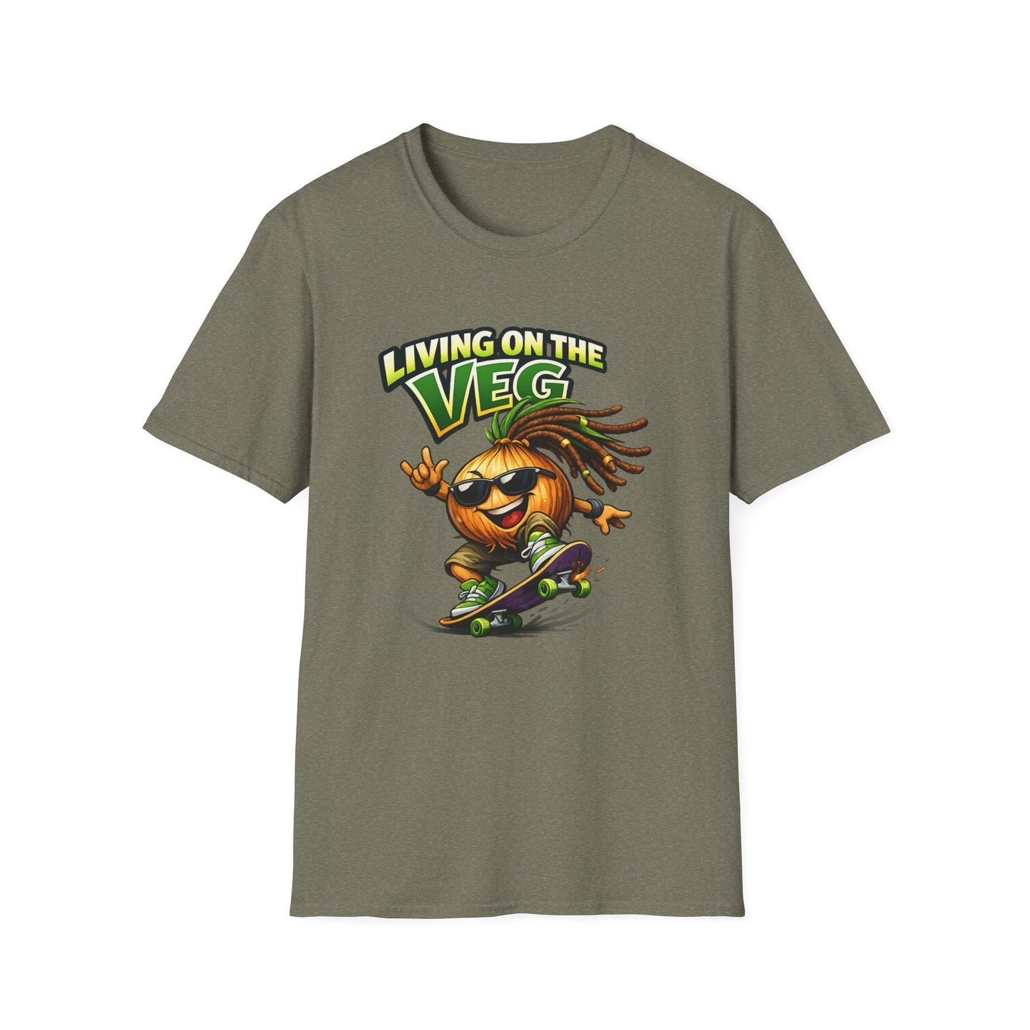 Living on the Veg Onion Skateboarder T-Shirt - SJM Print Store