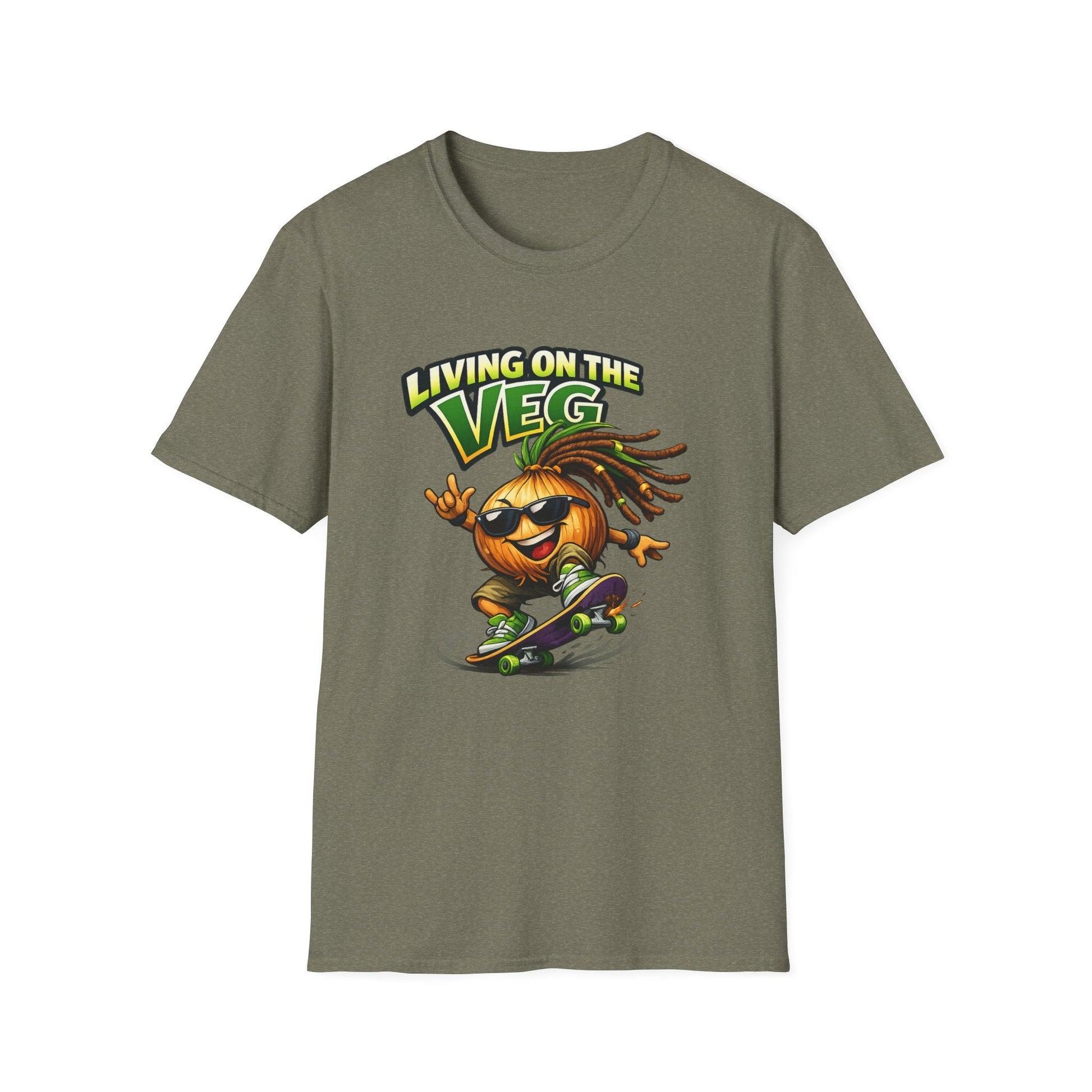 Living on the Veg Onion Skateboarder T-Shirt - SJM Print Store