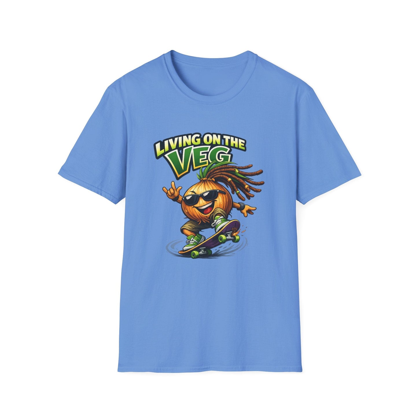 Living on the Veg Onion Skateboarder T-Shirt - SJM Print Store