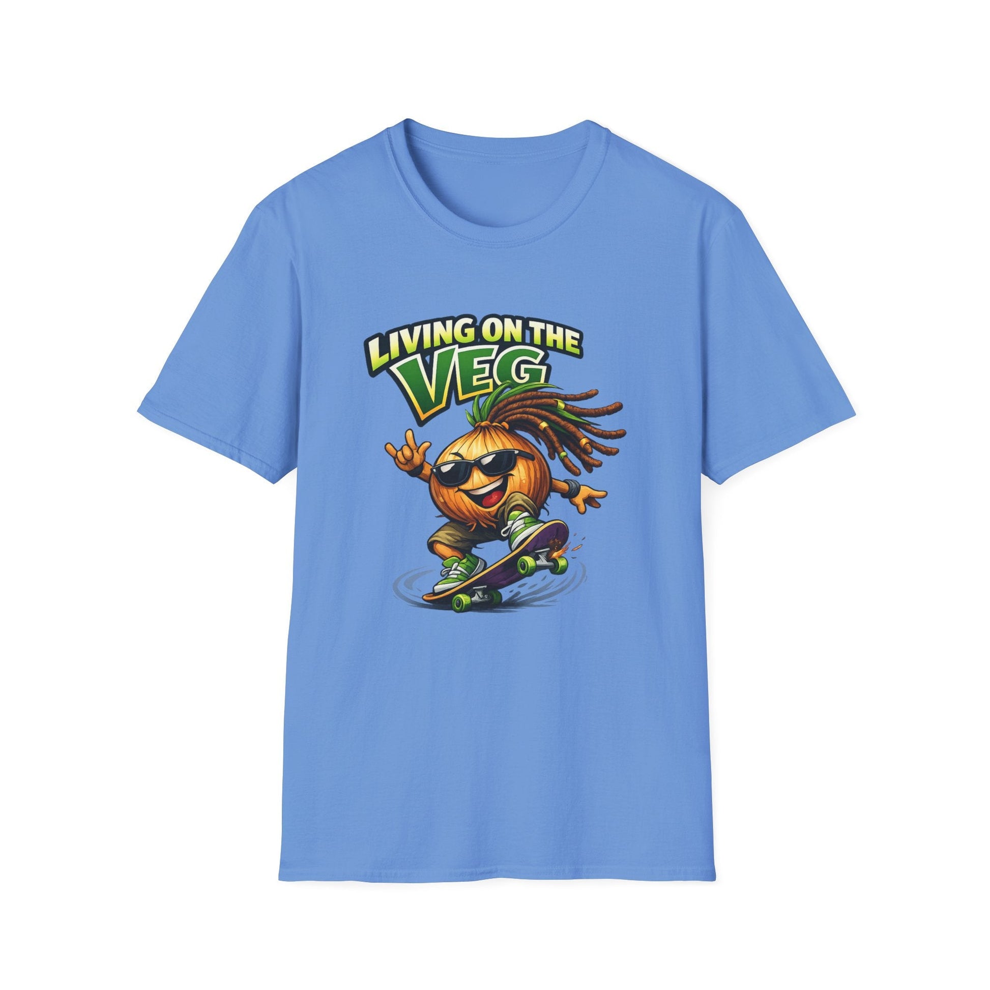 Living on the Veg Onion Skateboarder T-Shirt - SJM Print Store