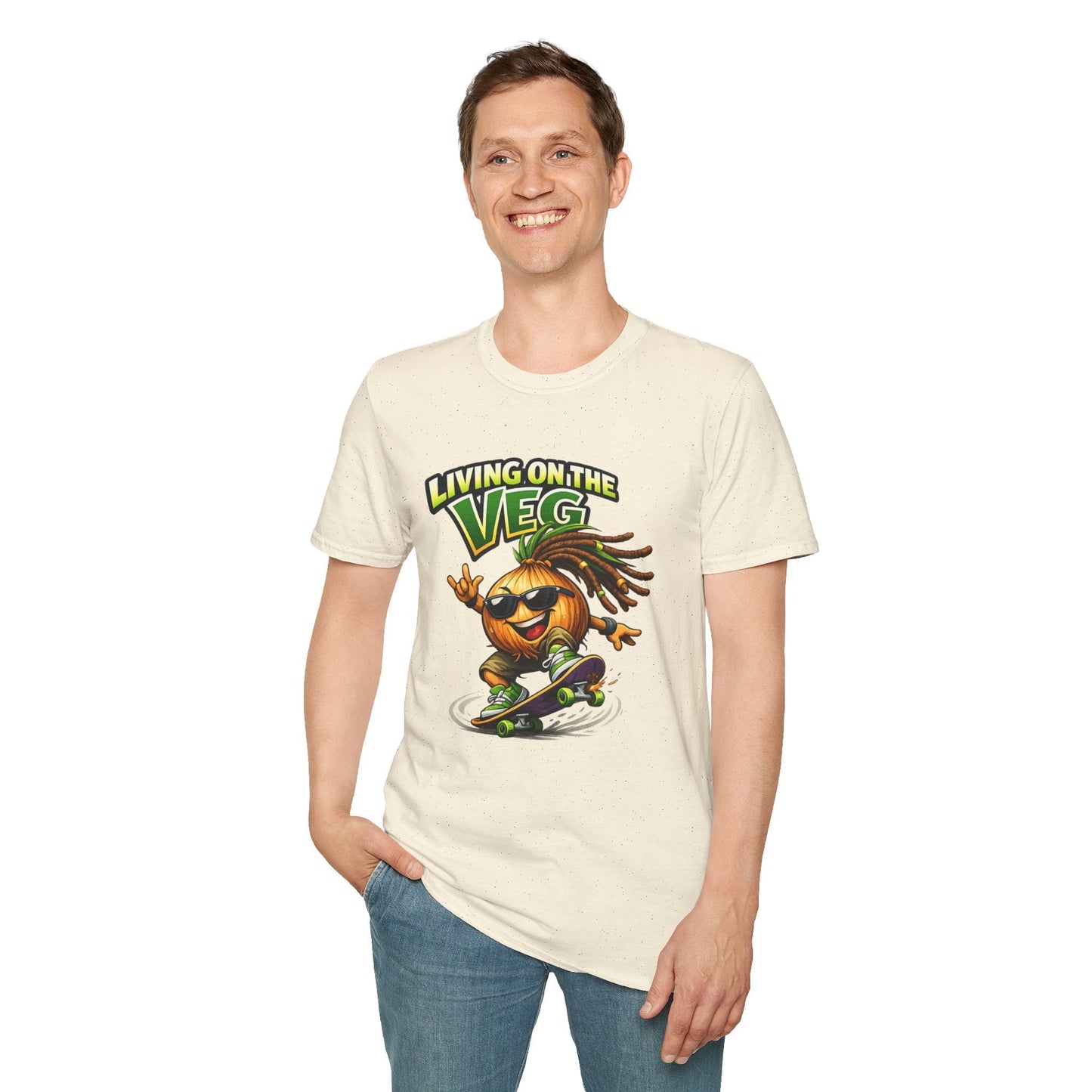 Living on the Veg Onion Skateboarder T-Shirt - SJM Print Store