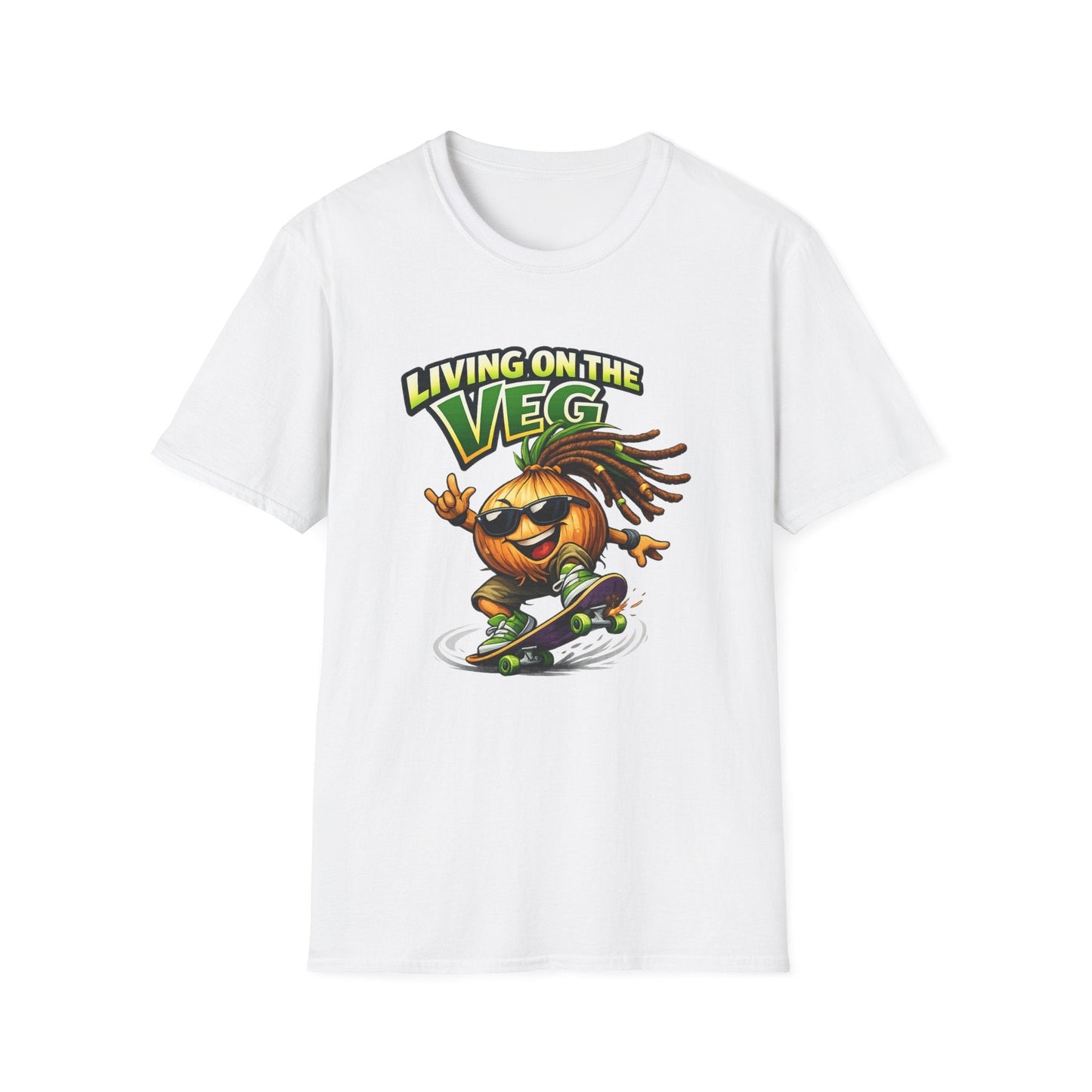 Living on the Veg Onion Skateboarder T-Shirt - SJM Print Store