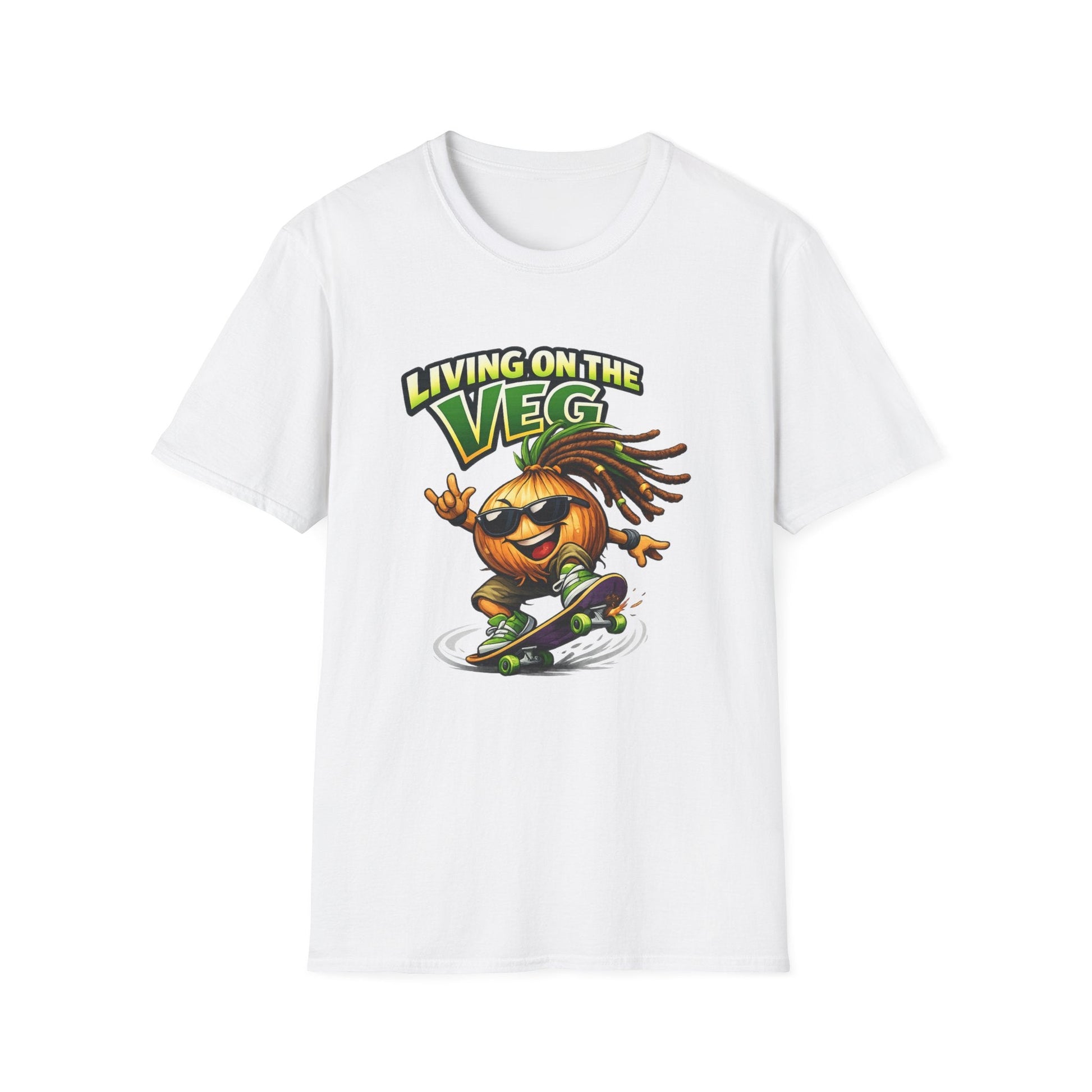 Living on the Veg Onion Skateboarder T-Shirt - SJM Print Store