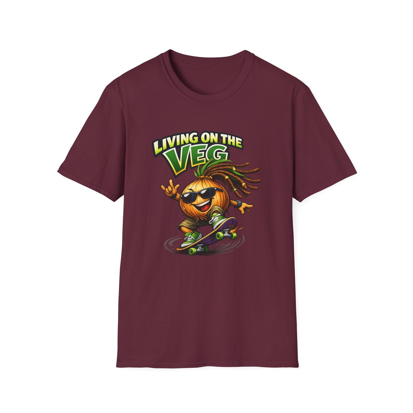 Living on the Veg Onion Skateboarder T-Shirt - SJM Print Store
