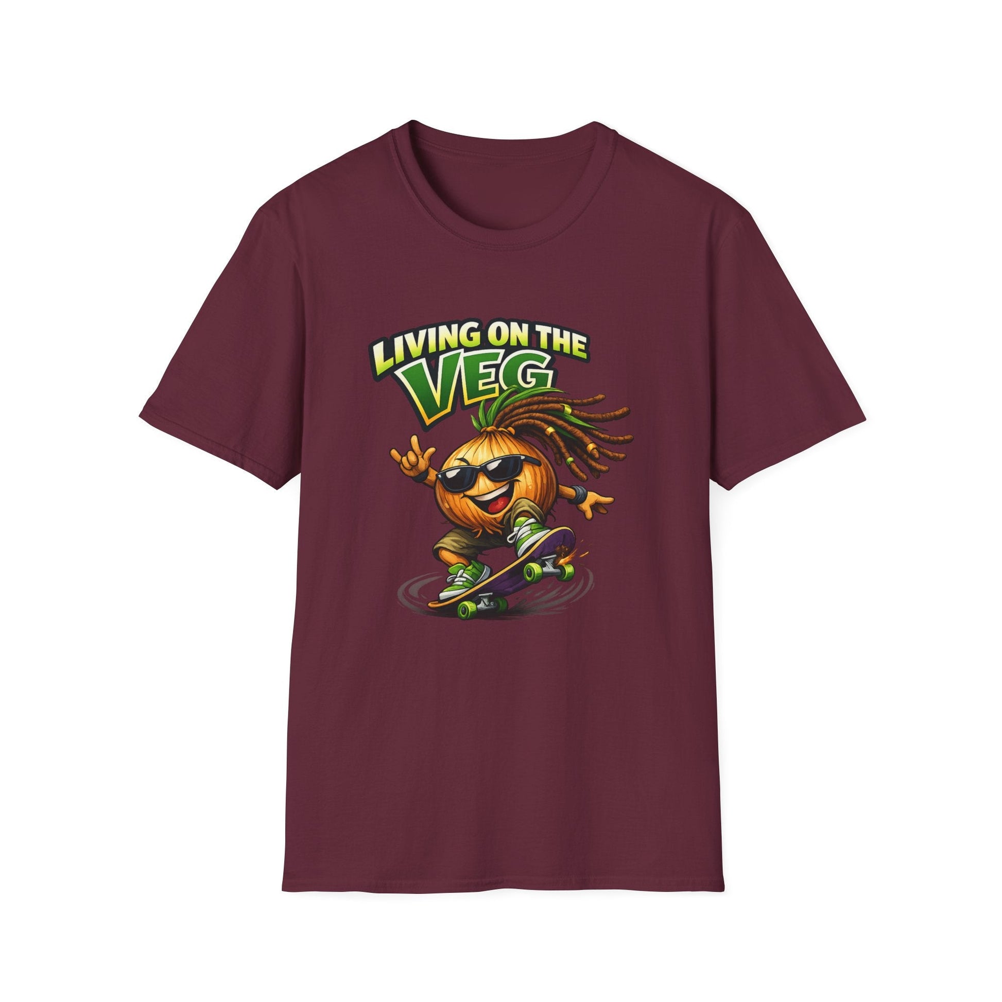 Living on the Veg Onion Skateboarder T-Shirt - SJM Print Store
