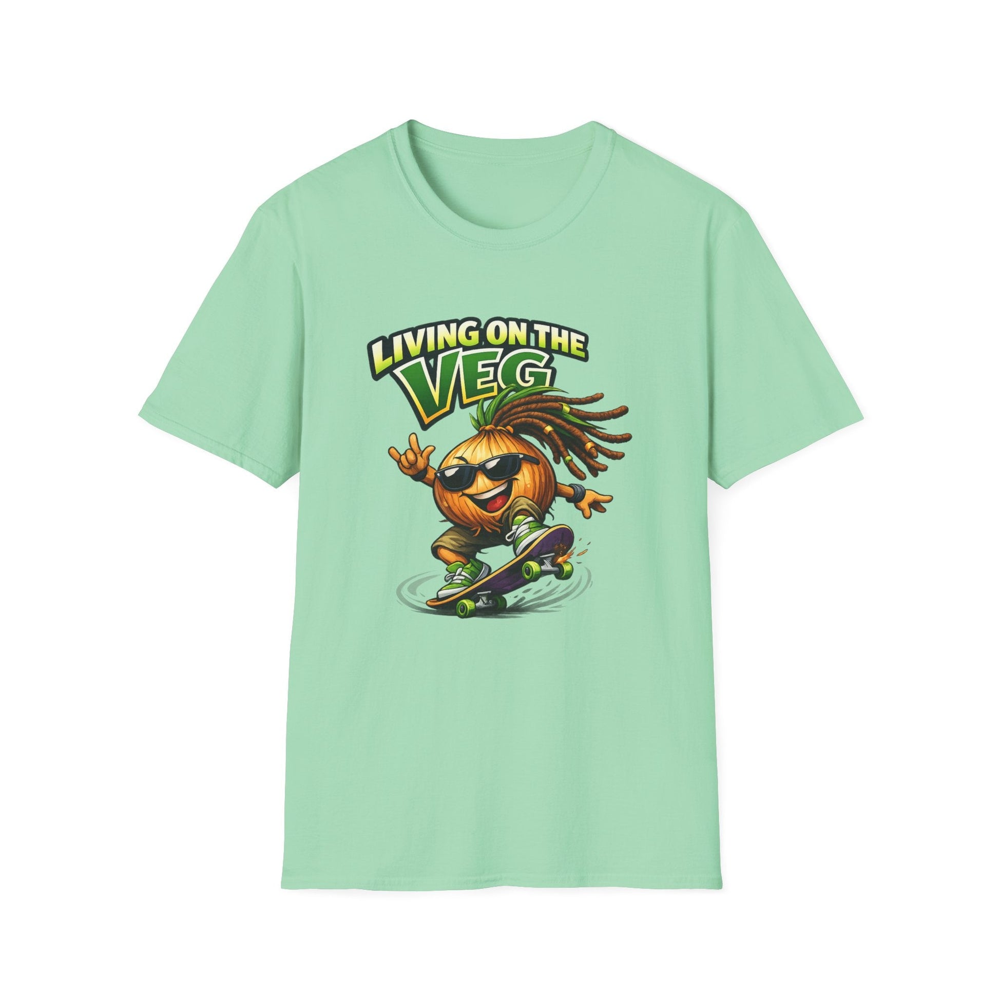 Living on the Veg Onion Skateboarder T-Shirt - SJM Print Store
