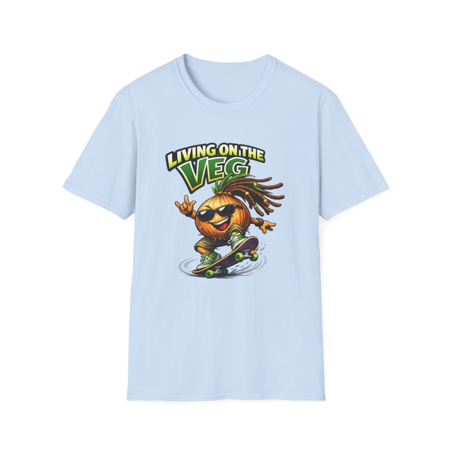 Living on the Veg Onion Skateboarder T-Shirt - SJM Print Store