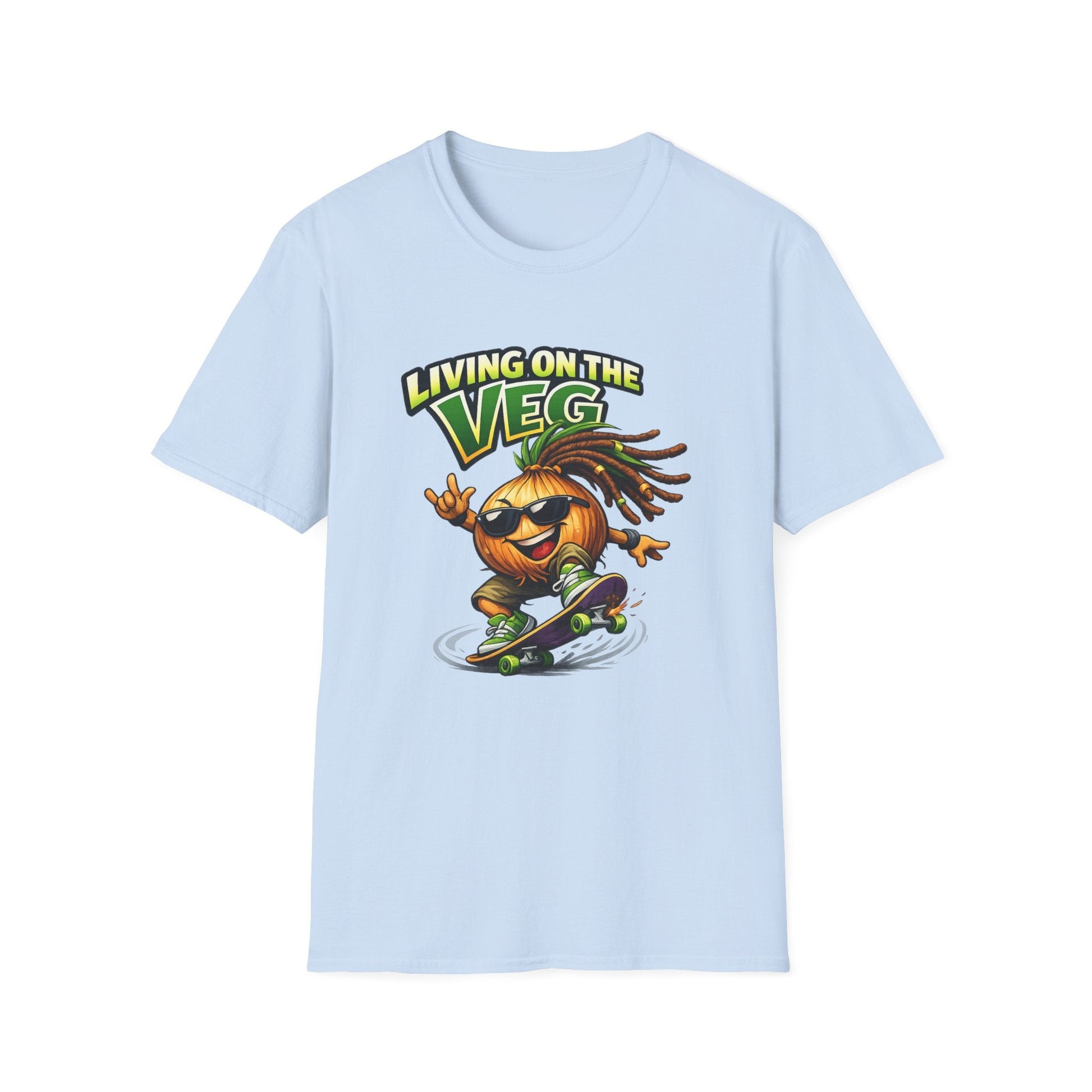 Living on the Veg Onion Skateboarder T-Shirt - SJM Print Store