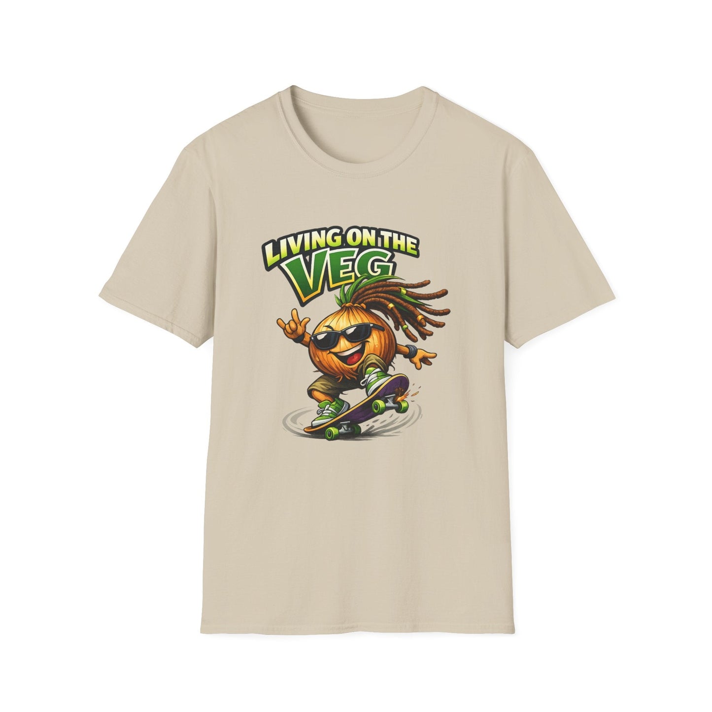 Living on the Veg Onion Skateboarder T-Shirt - SJM Print Store