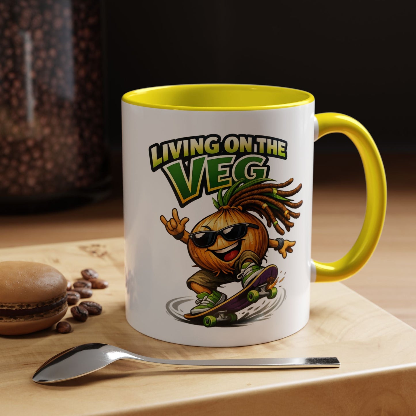 Living on the Veg Onion Skater Accent Coffee Mug - SJM Print Store