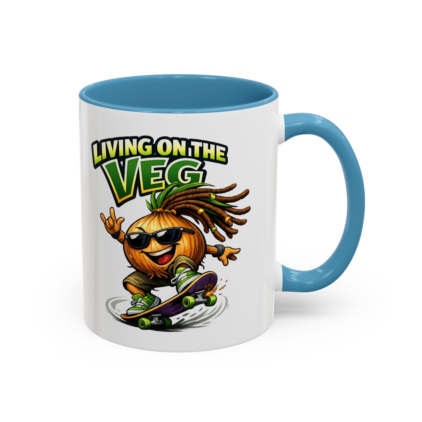Living on the Veg Onion Skater Accent Coffee Mug - SJM Print Store