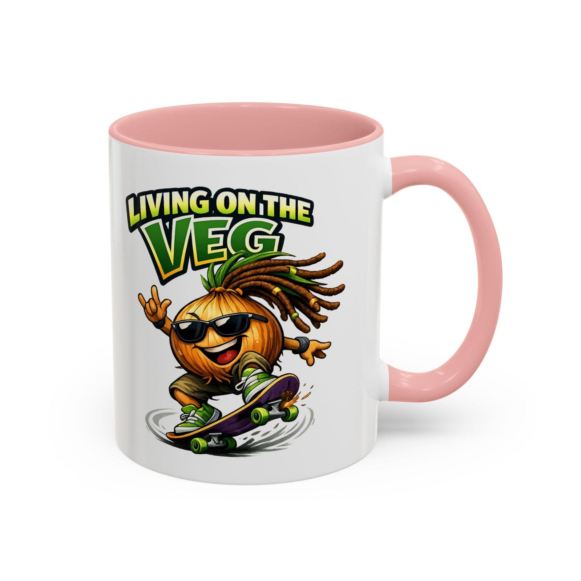 Living on the Veg Onion Skater Accent Coffee Mug - SJM Print Store