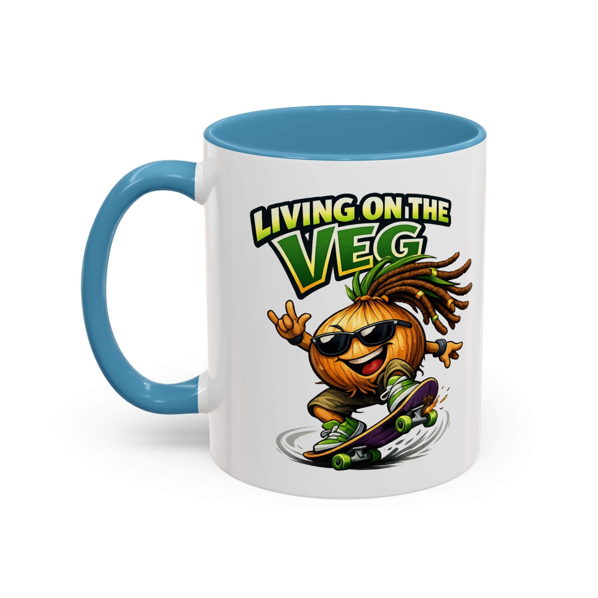 Living on the Veg Onion Skater Accent Coffee Mug - SJM Print Store