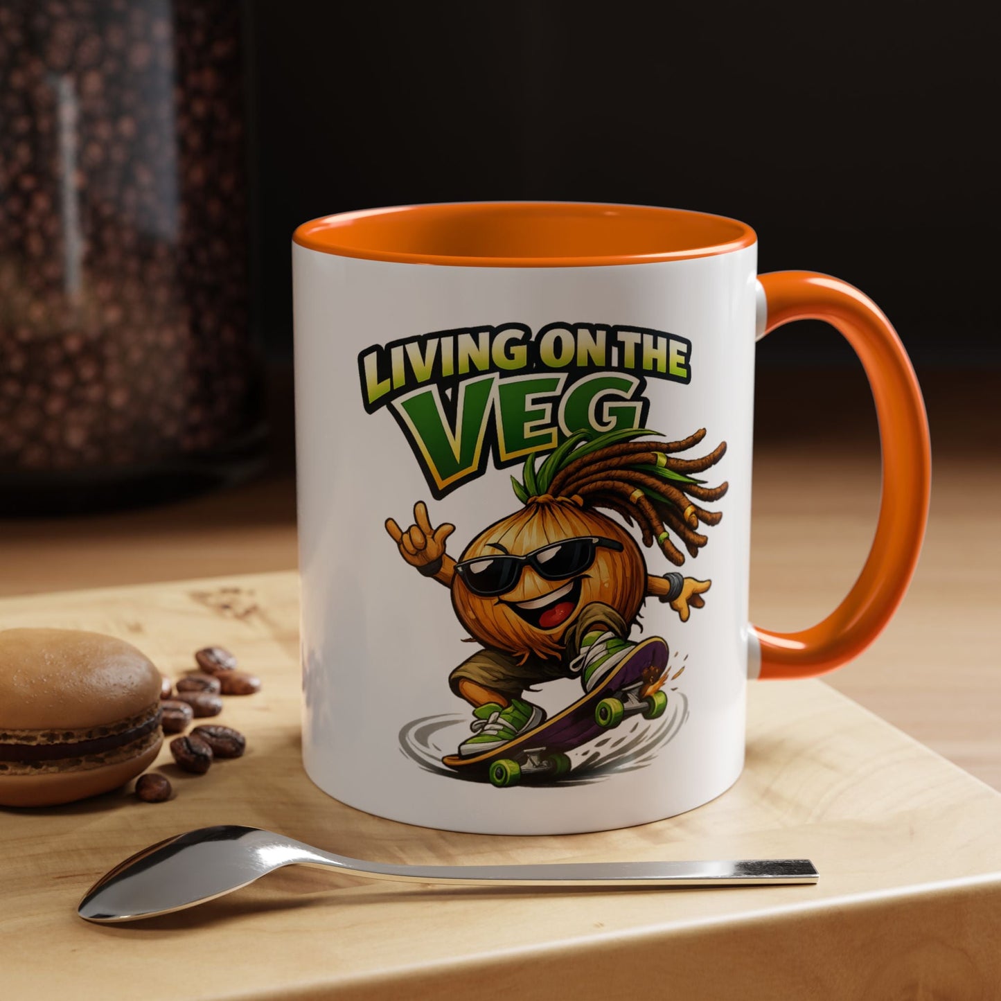 Living on the Veg Onion Skater Accent Coffee Mug - SJM Print Store