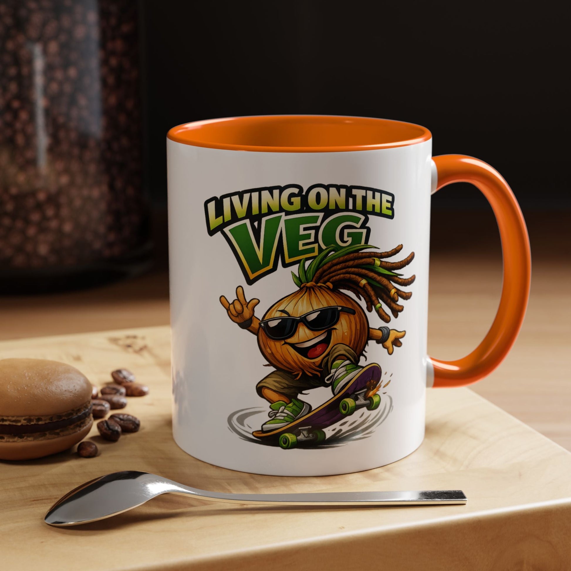 Living on the Veg Onion Skater Accent Coffee Mug - SJM Print Store