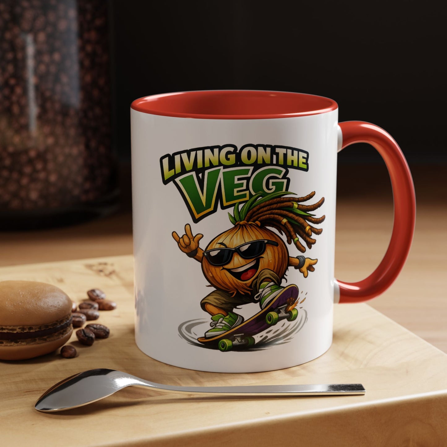 Living on the Veg Onion Skater Accent Coffee Mug - SJM Print Store
