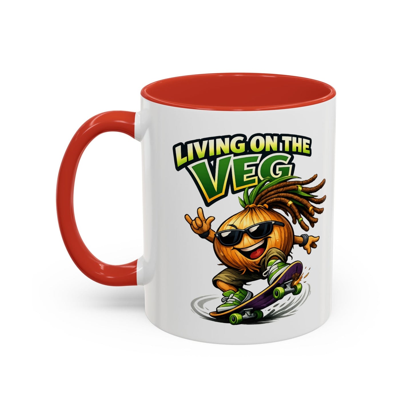 Living on the Veg Onion Skater Accent Coffee Mug - SJM Print Store