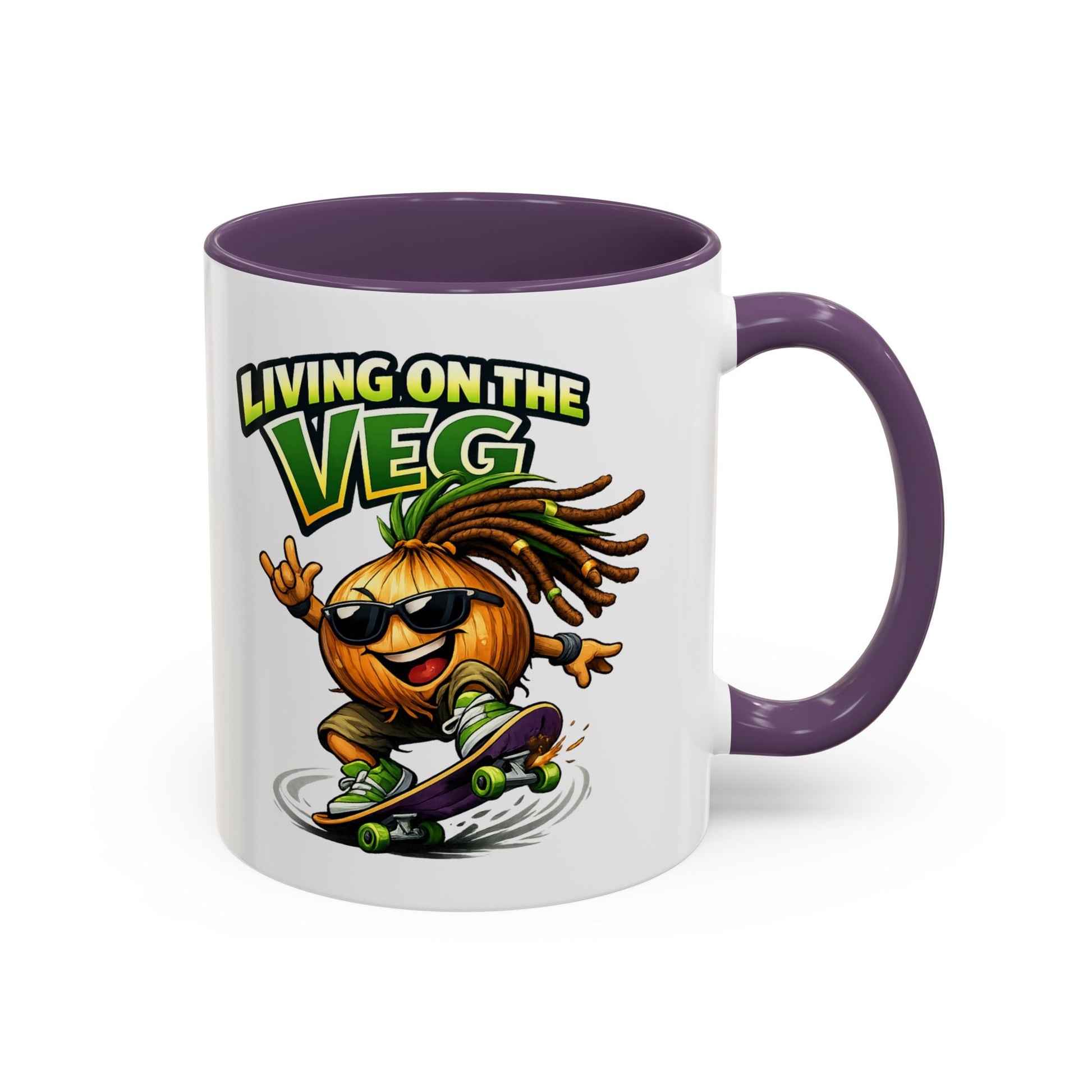 Living on the Veg Onion Skater Accent Coffee Mug - SJM Print Store