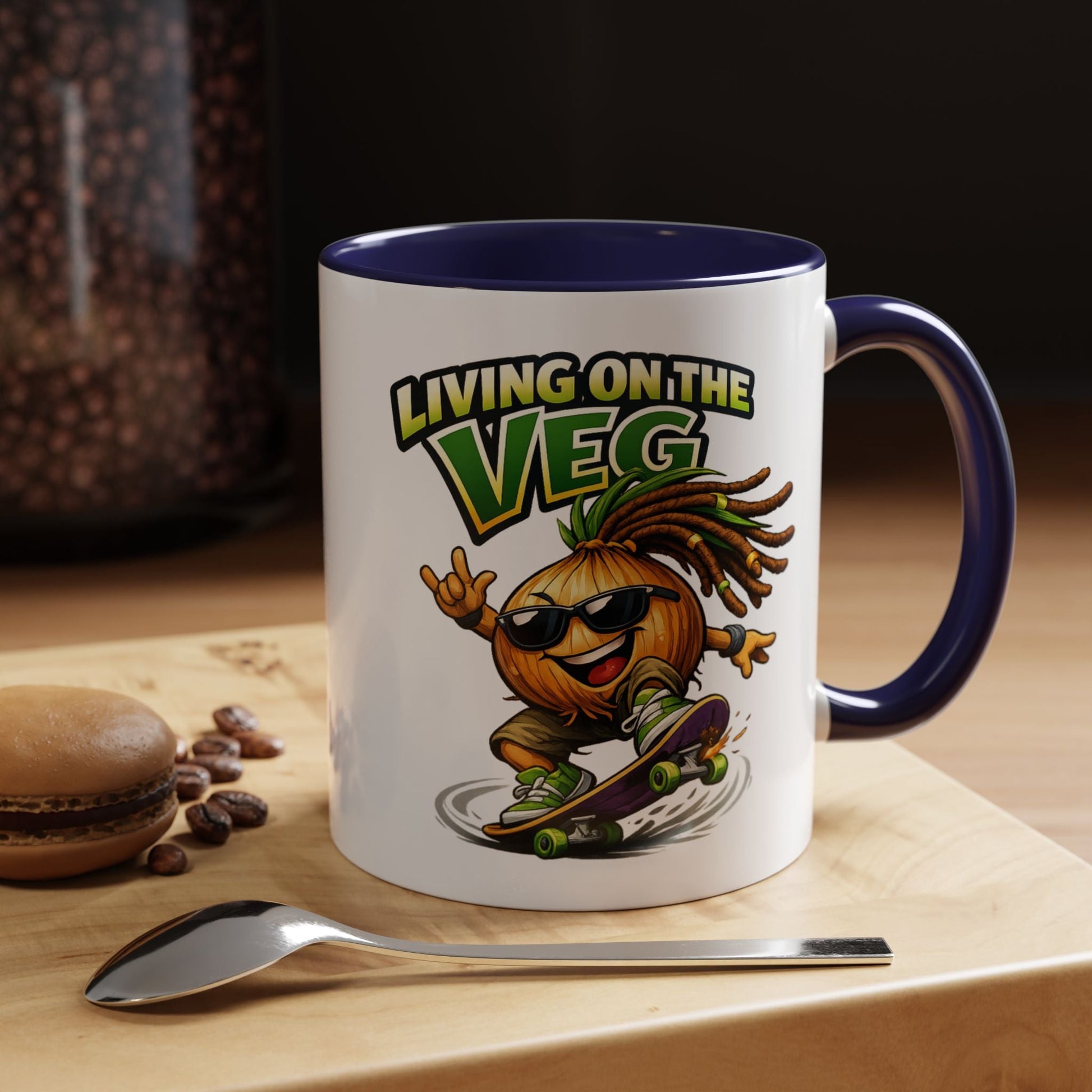 Living on the Veg Onion Skater Accent Coffee Mug - SJM Print Store