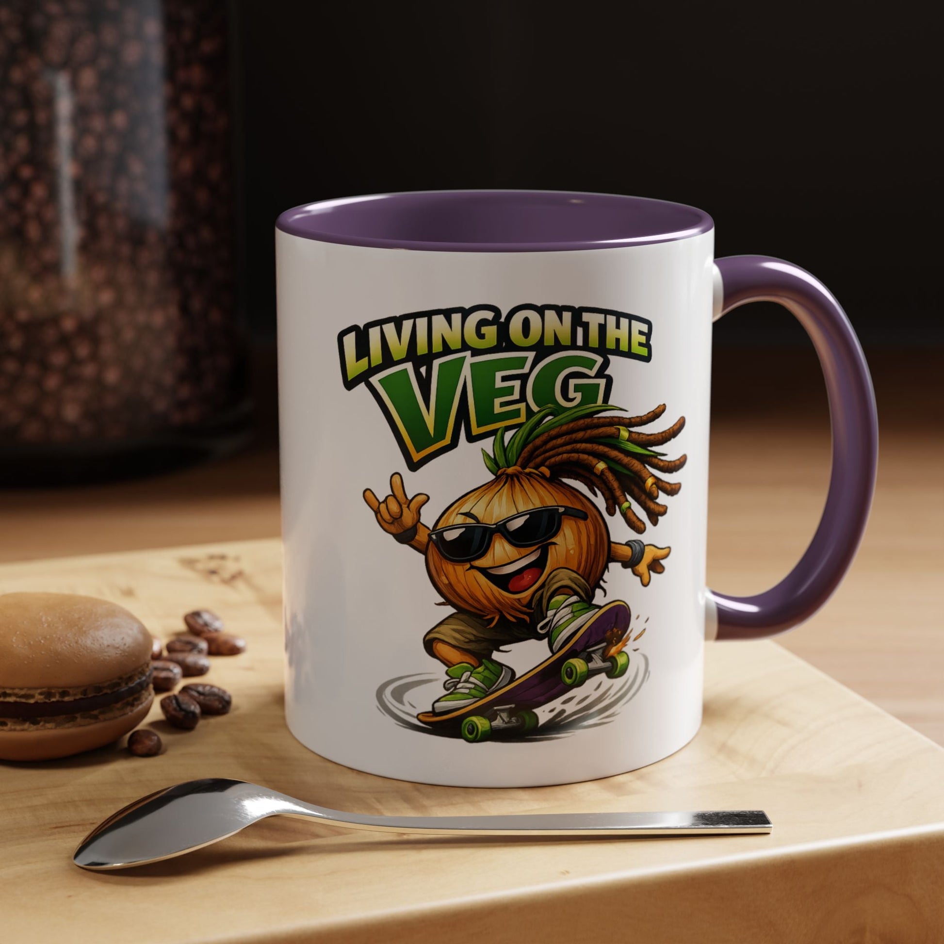Living on the Veg Onion Skater Accent Coffee Mug - SJM Print Store