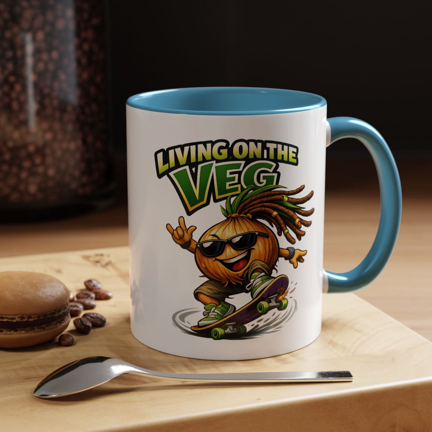 Living on the Veg Onion Skater Accent Coffee Mug - SJM Print Store