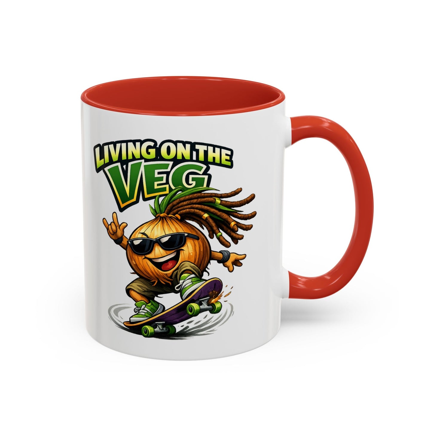 Living on the Veg Onion Skater Accent Coffee Mug - SJM Print Store