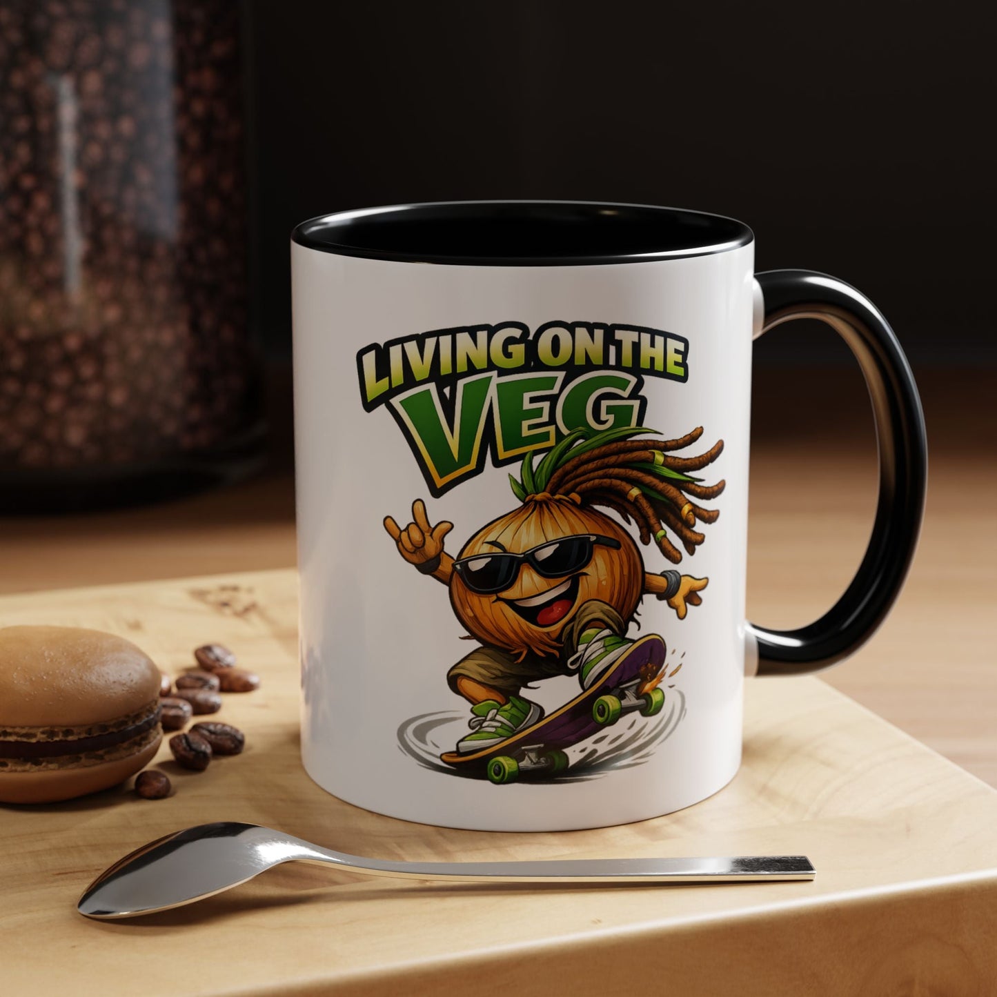 Living on the Veg Onion Skater Accent Coffee Mug - SJM Print Store
