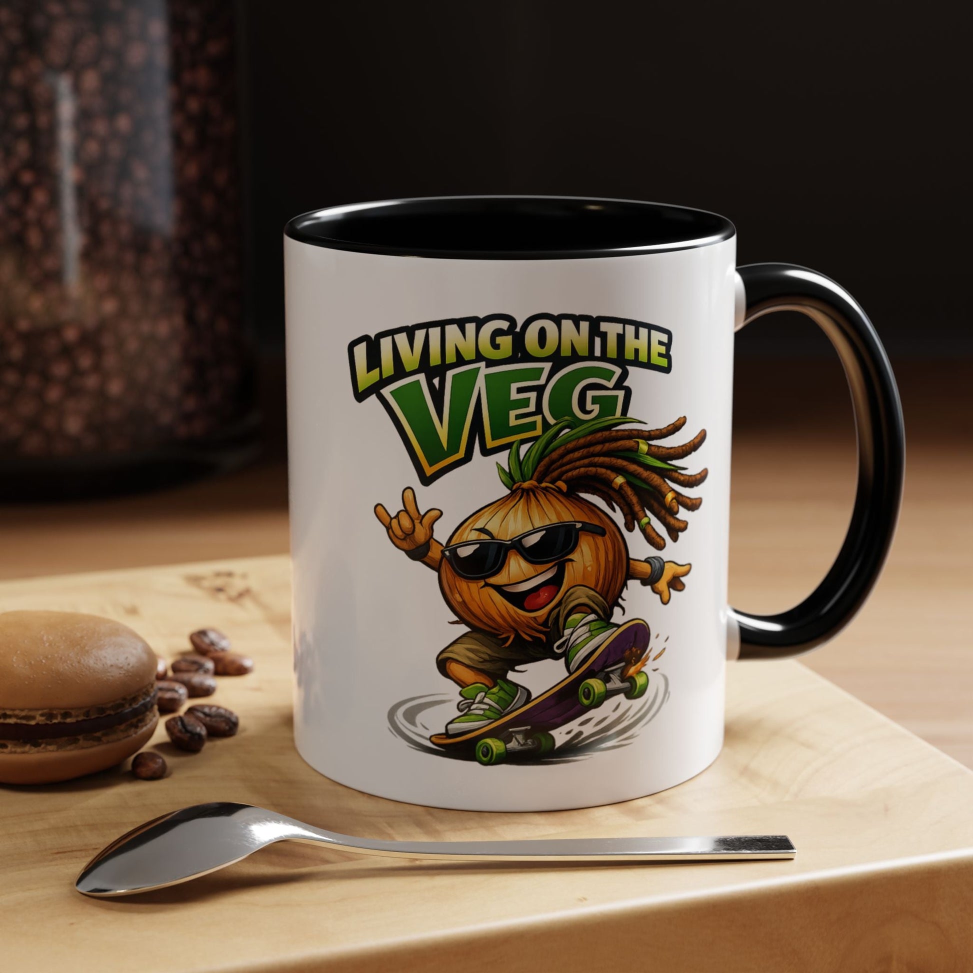 Living on the Veg Onion Skater Accent Coffee Mug - SJM Print Store