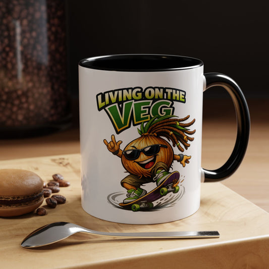 Living on the Veg Onion Skater Accent Coffee Mug - SJM Print Store