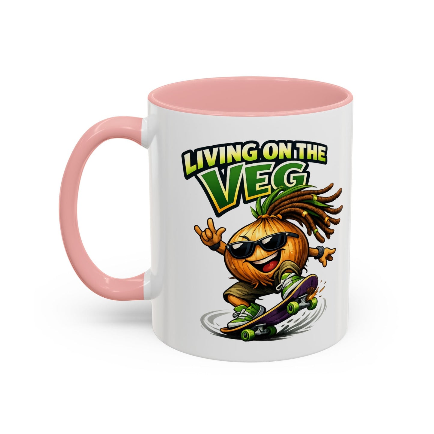 Living on the Veg Onion Skater Accent Coffee Mug - SJM Print Store