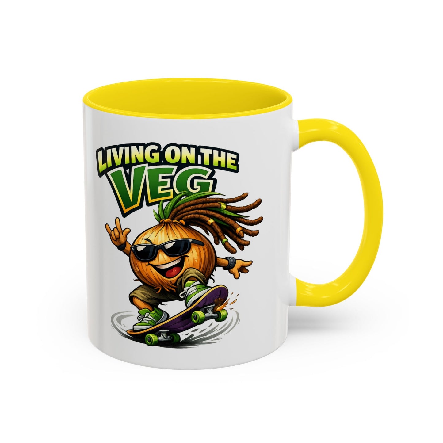 Living on the Veg Onion Skater Accent Coffee Mug - SJM Print Store