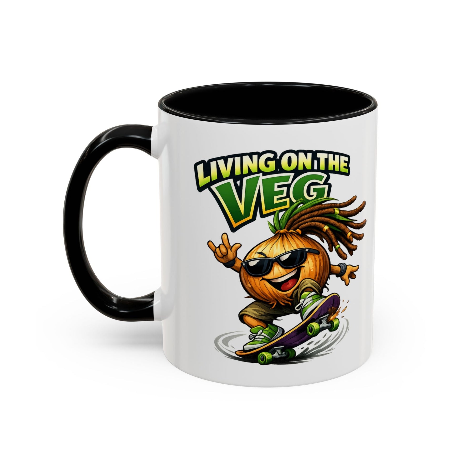 Living on the Veg Onion Skater Accent Coffee Mug - SJM Print Store