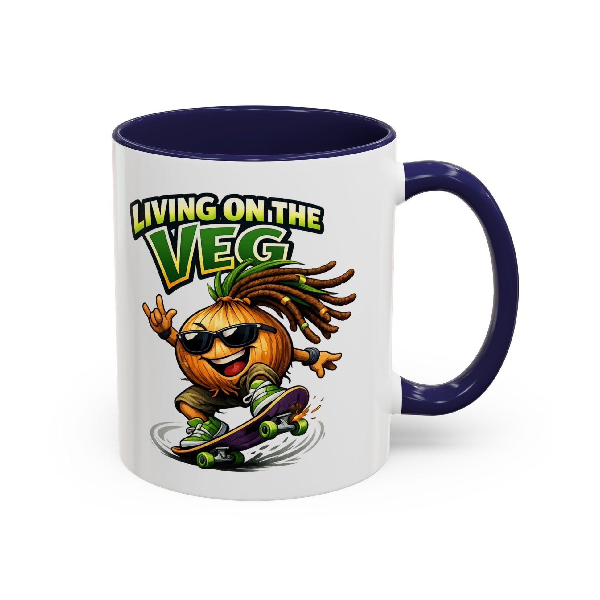 Living on the Veg Onion Skater Accent Coffee Mug - SJM Print Store