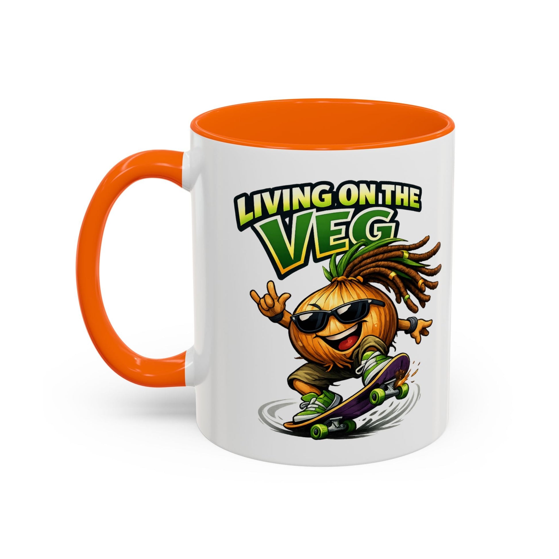 Living on the Veg Onion Skater Accent Coffee Mug - SJM Print Store