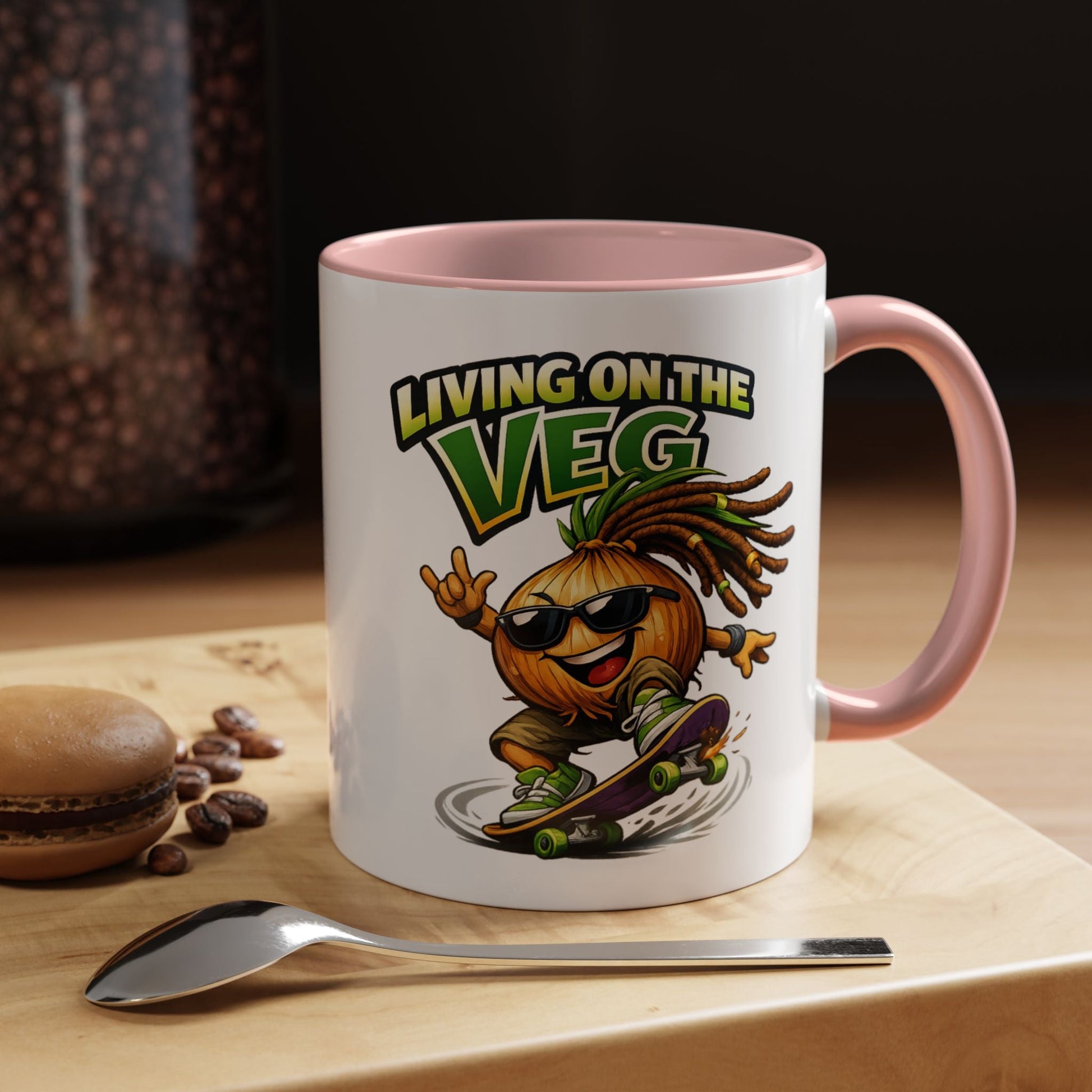 Living on the Veg Onion Skater Accent Coffee Mug - SJM Print Store