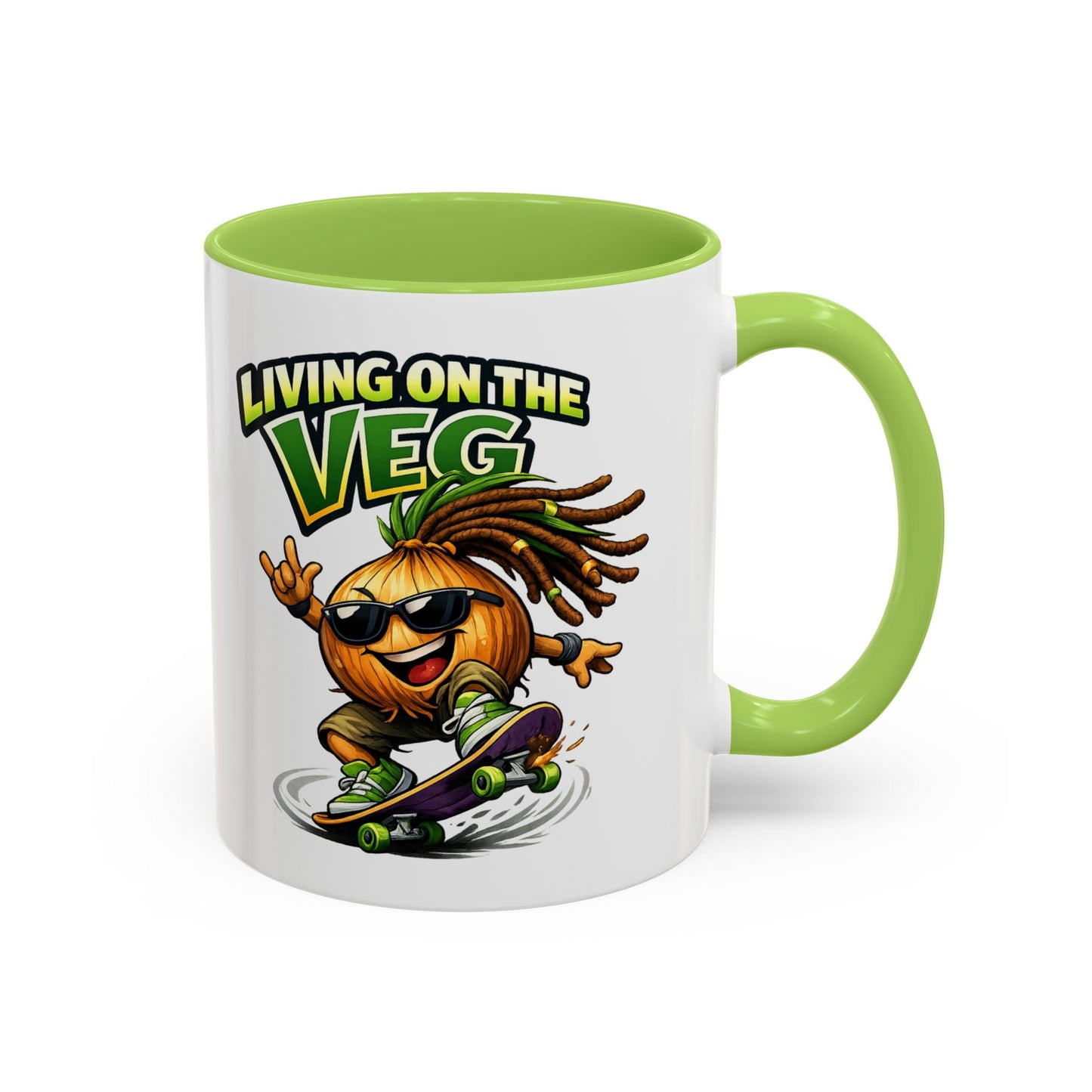 Living on the Veg Onion Skater Accent Coffee Mug - SJM Print Store