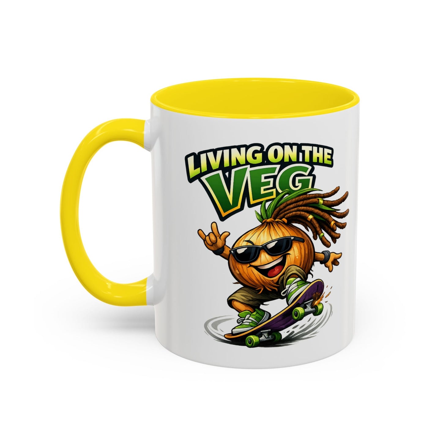 Living on the Veg Onion Skater Accent Coffee Mug - SJM Print Store