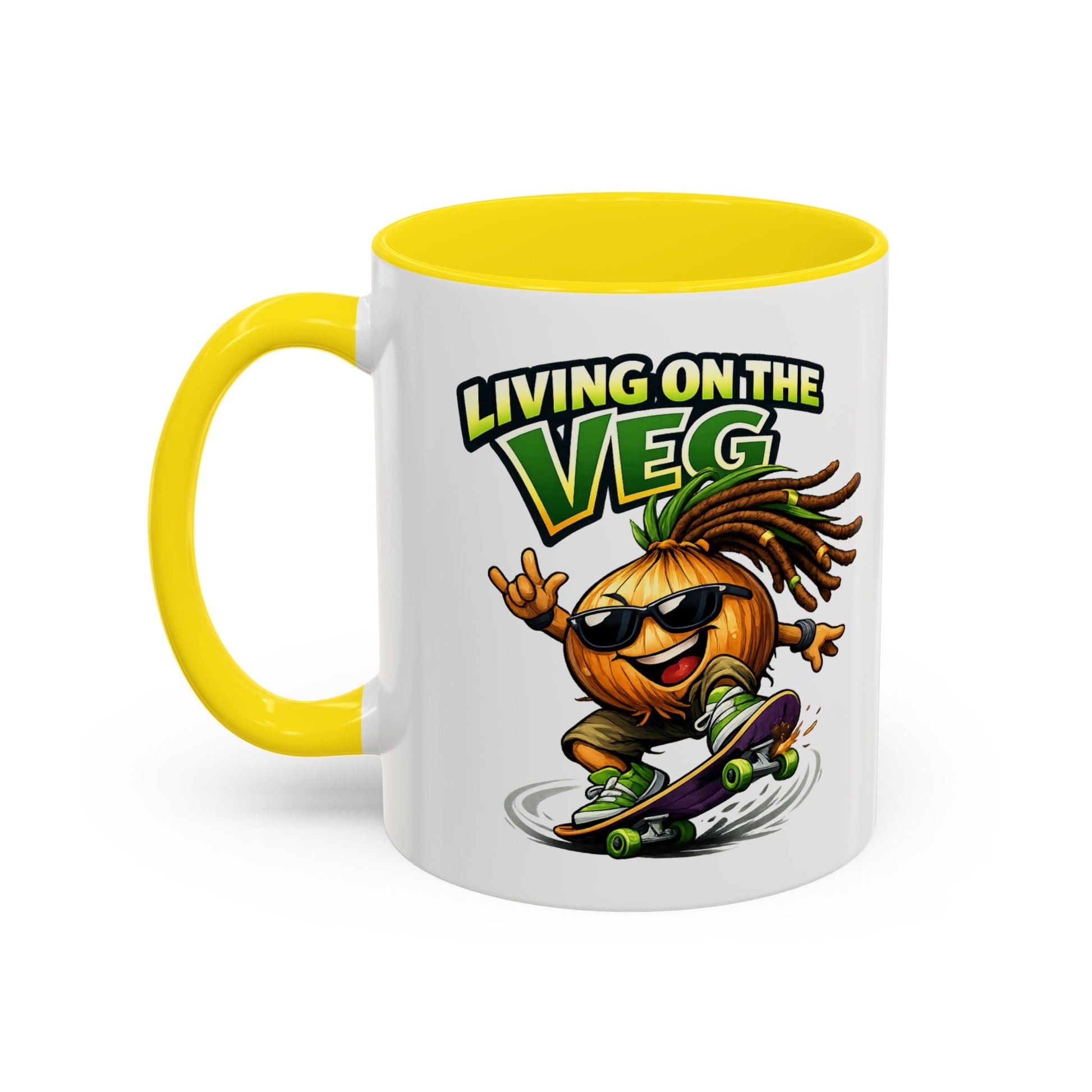 Living on the Veg Onion Skater Accent Coffee Mug - SJM Print Store
