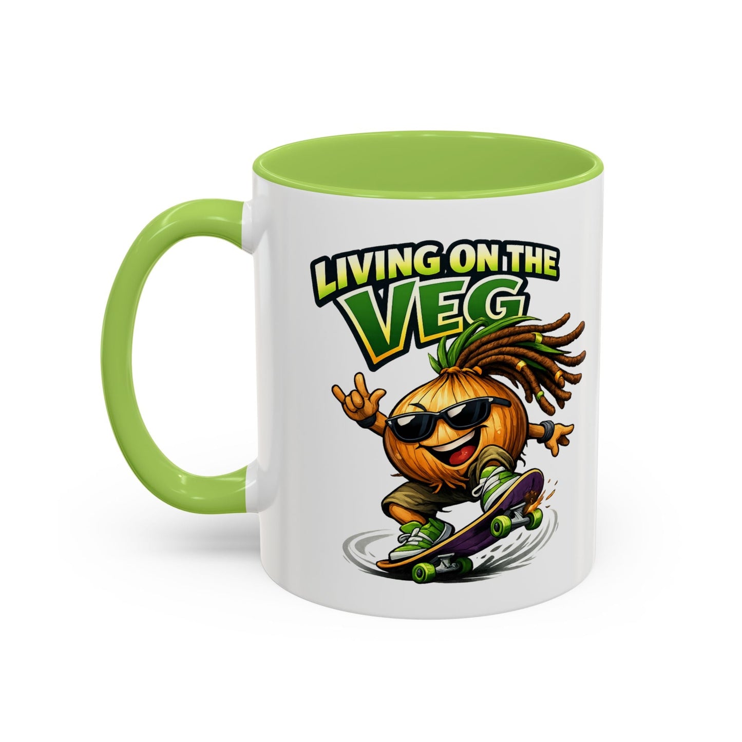 Living on the Veg Onion Skater Accent Coffee Mug - SJM Print Store