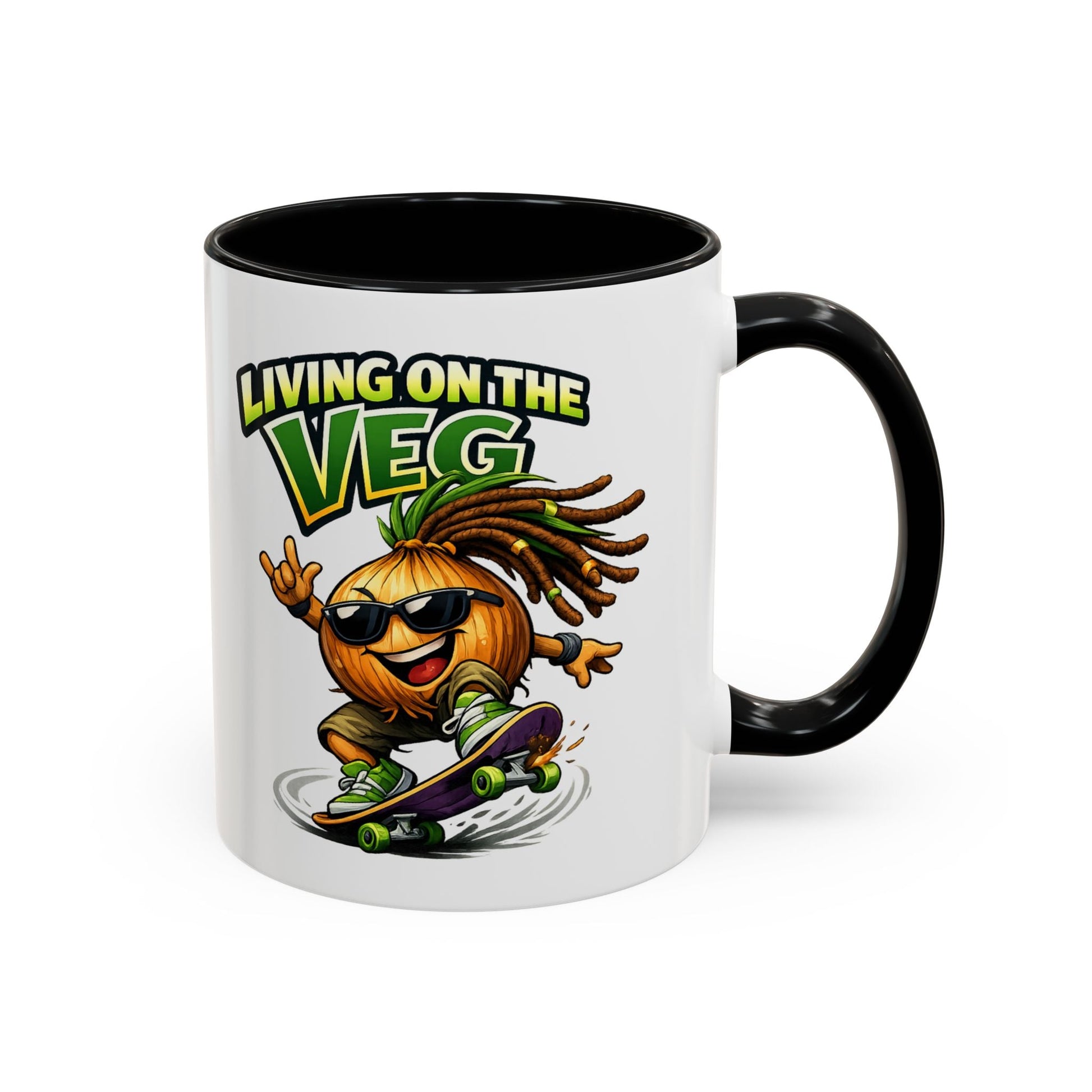 Living on the Veg Onion Skater Accent Coffee Mug - SJM Print Store