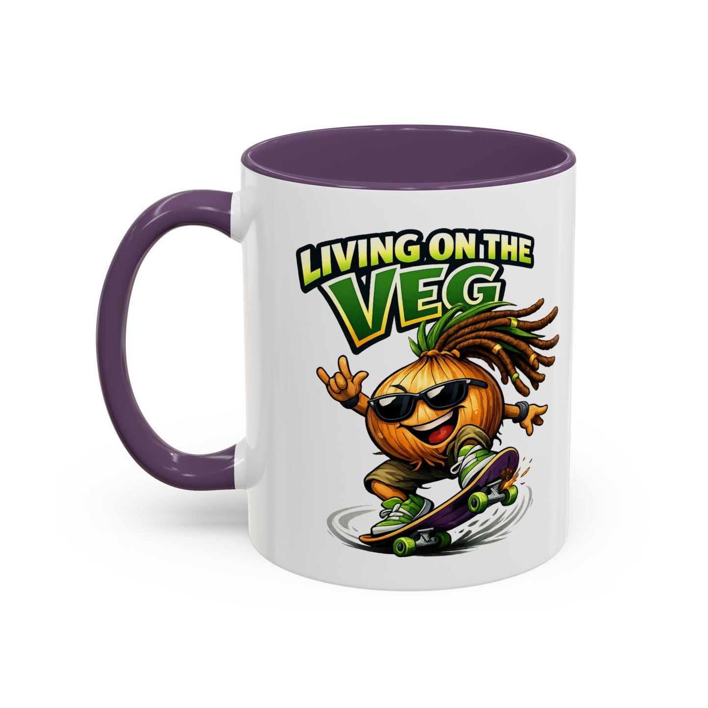 Living on the Veg Onion Skater Accent Coffee Mug - SJM Print Store