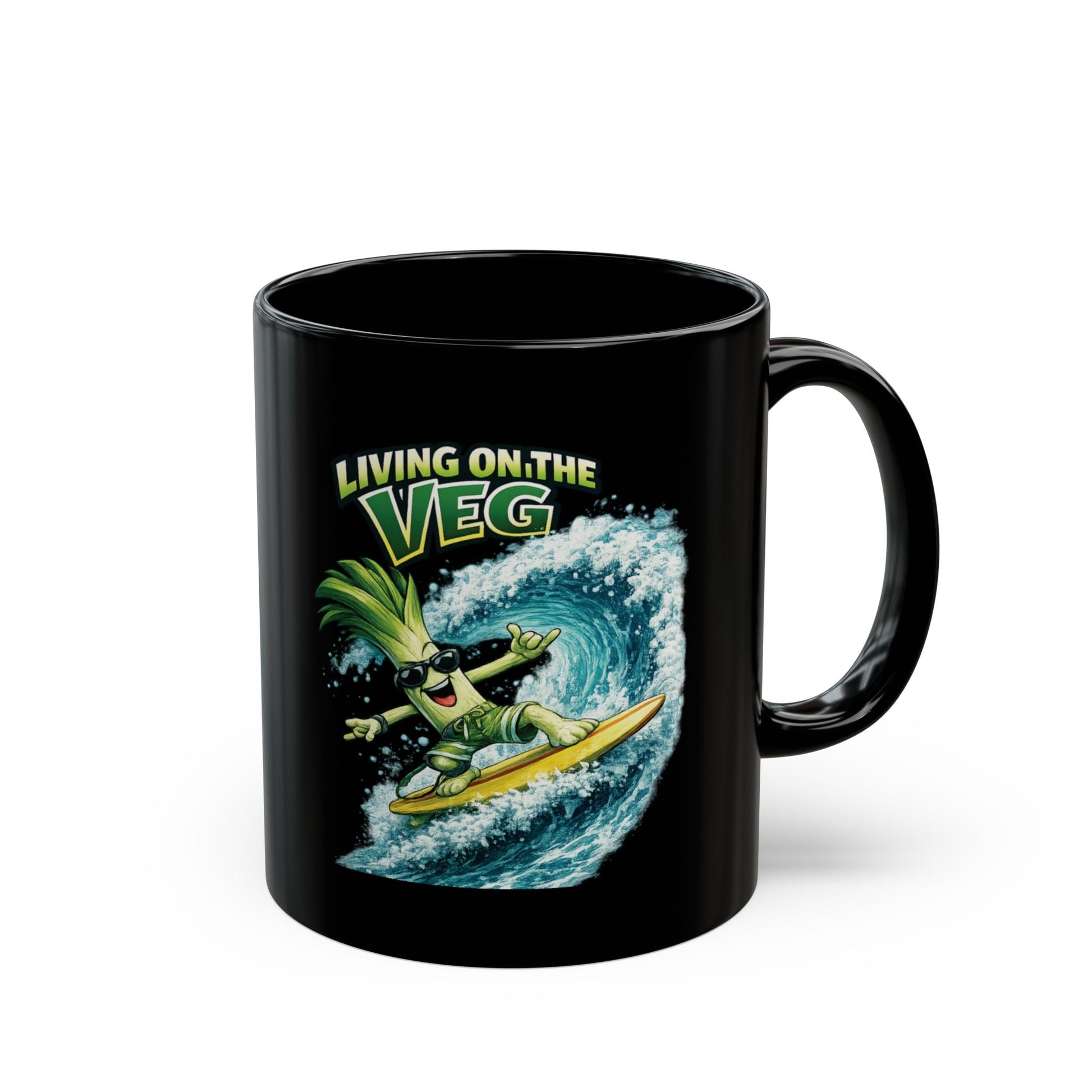 Living on the Veg Surfing Leek Mug - SJM Print Store