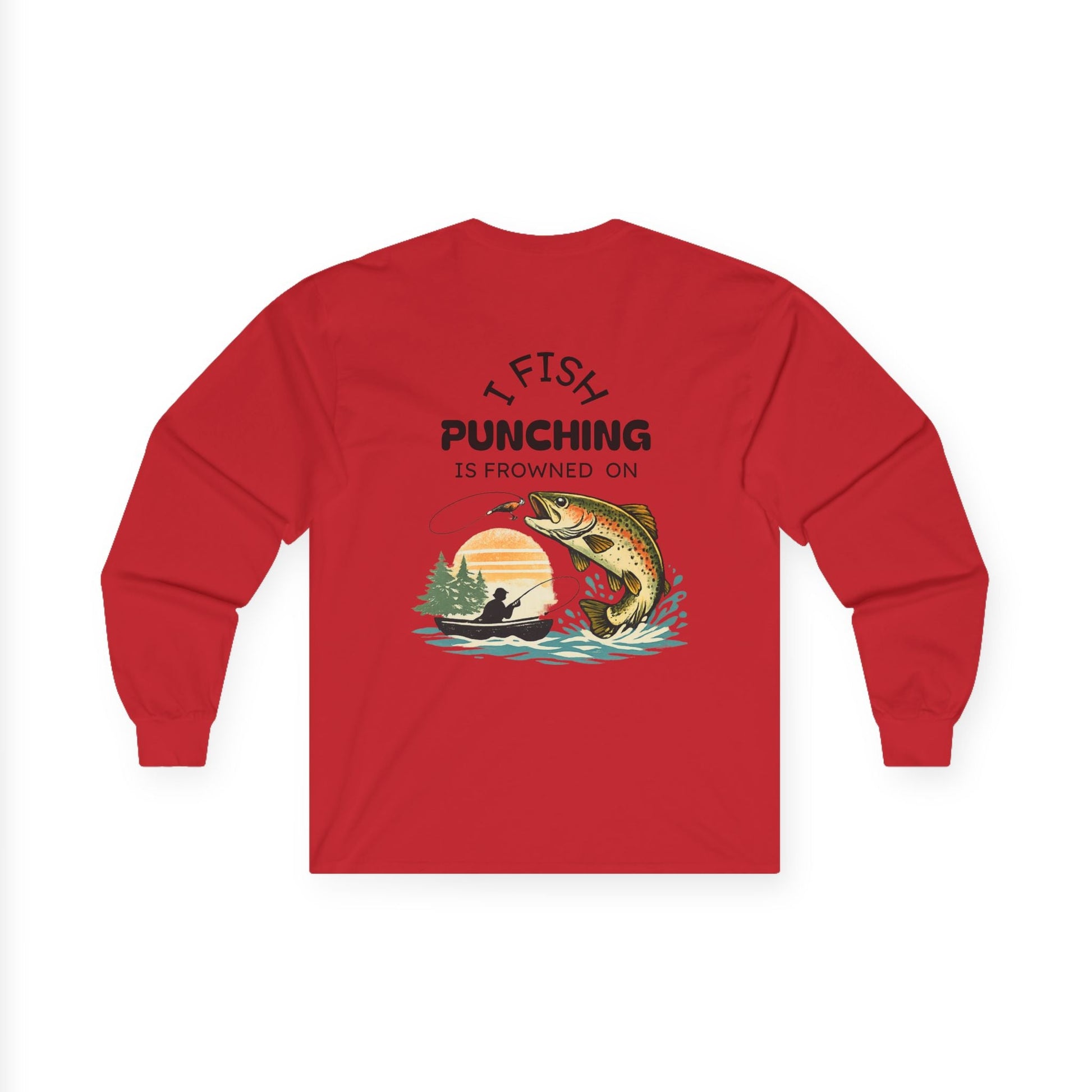 Long Sleeve Tee I Fish Punching Is Frowned On Fishing Graphic - SJM Print Store
