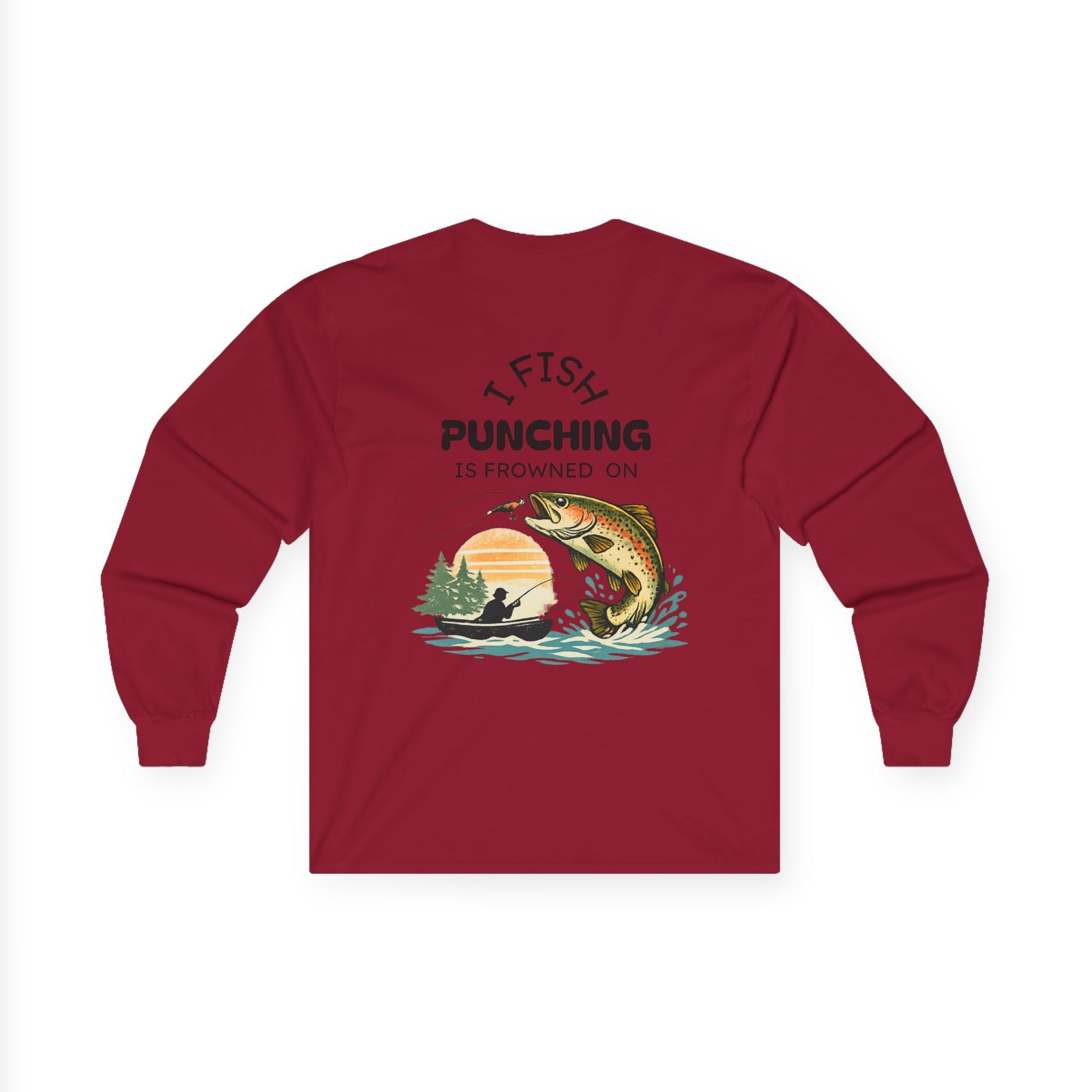 Long Sleeve Tee I Fish Punching Is Frowned On Fishing Graphic - SJM Print Store