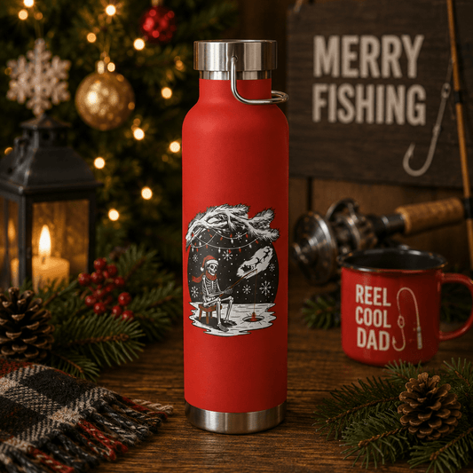 Merry Fishing Christmas Insulated Flask – Festive Fishing Bottle - SJM Print Store
